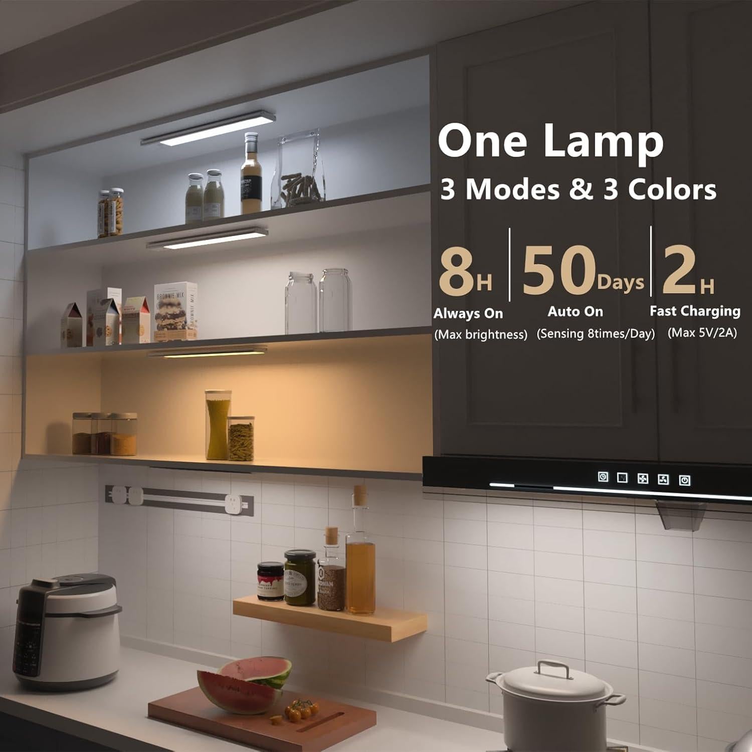 Luz bajo gabinete LED BLE 30.48cm recargable con sensor