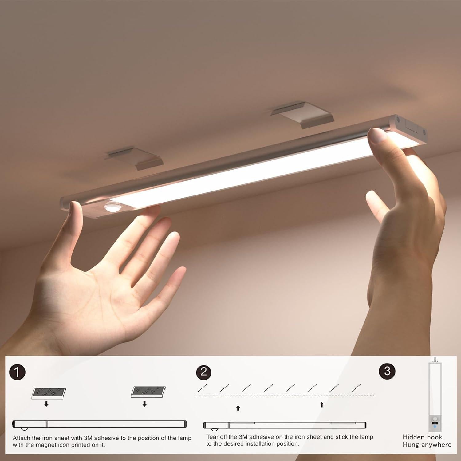 Luz bajo gabinete LED BLE 30.48cm recargable con sensor