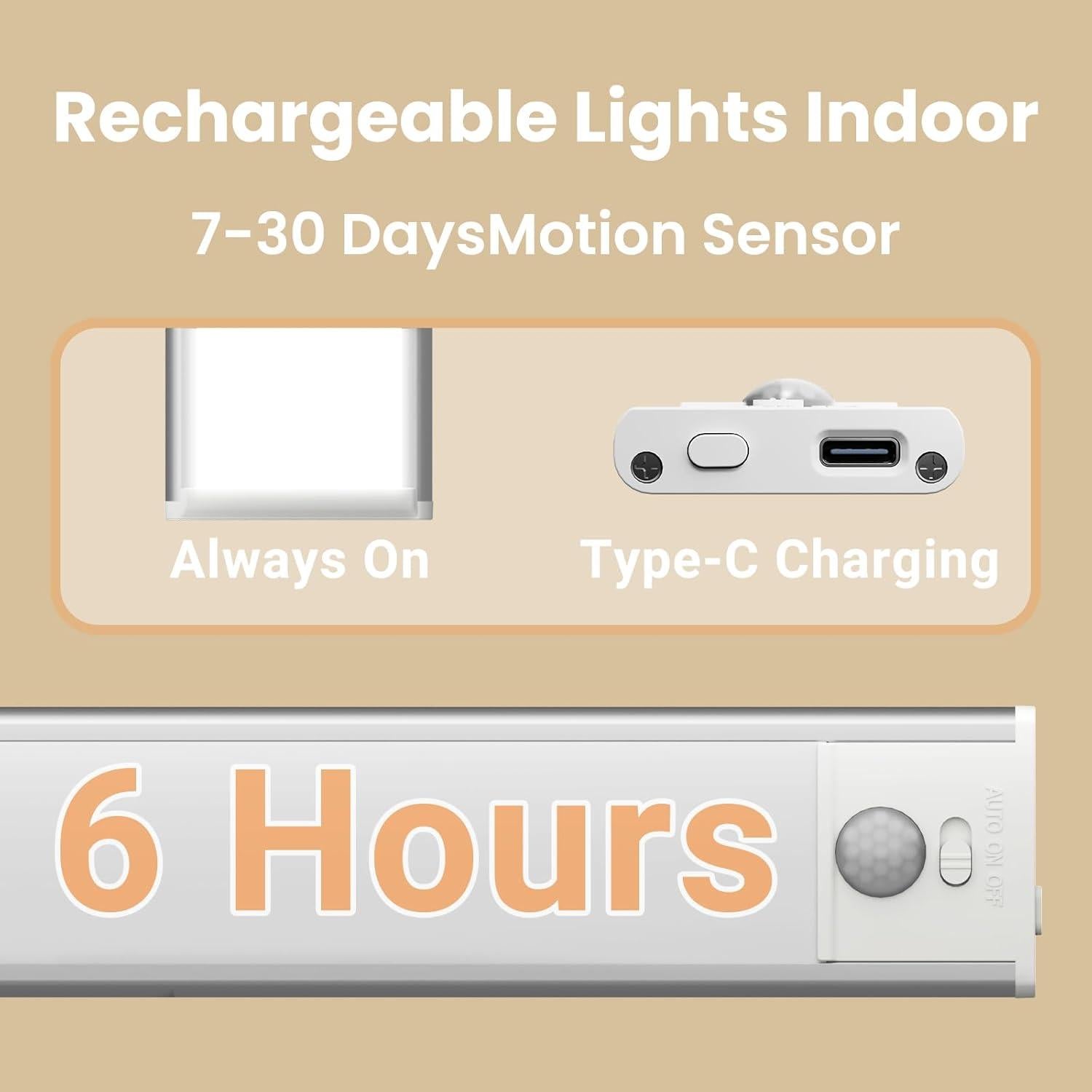 Luces LED Bajo Gabinete Hyrion 20 cm con Sensor de Movimiento