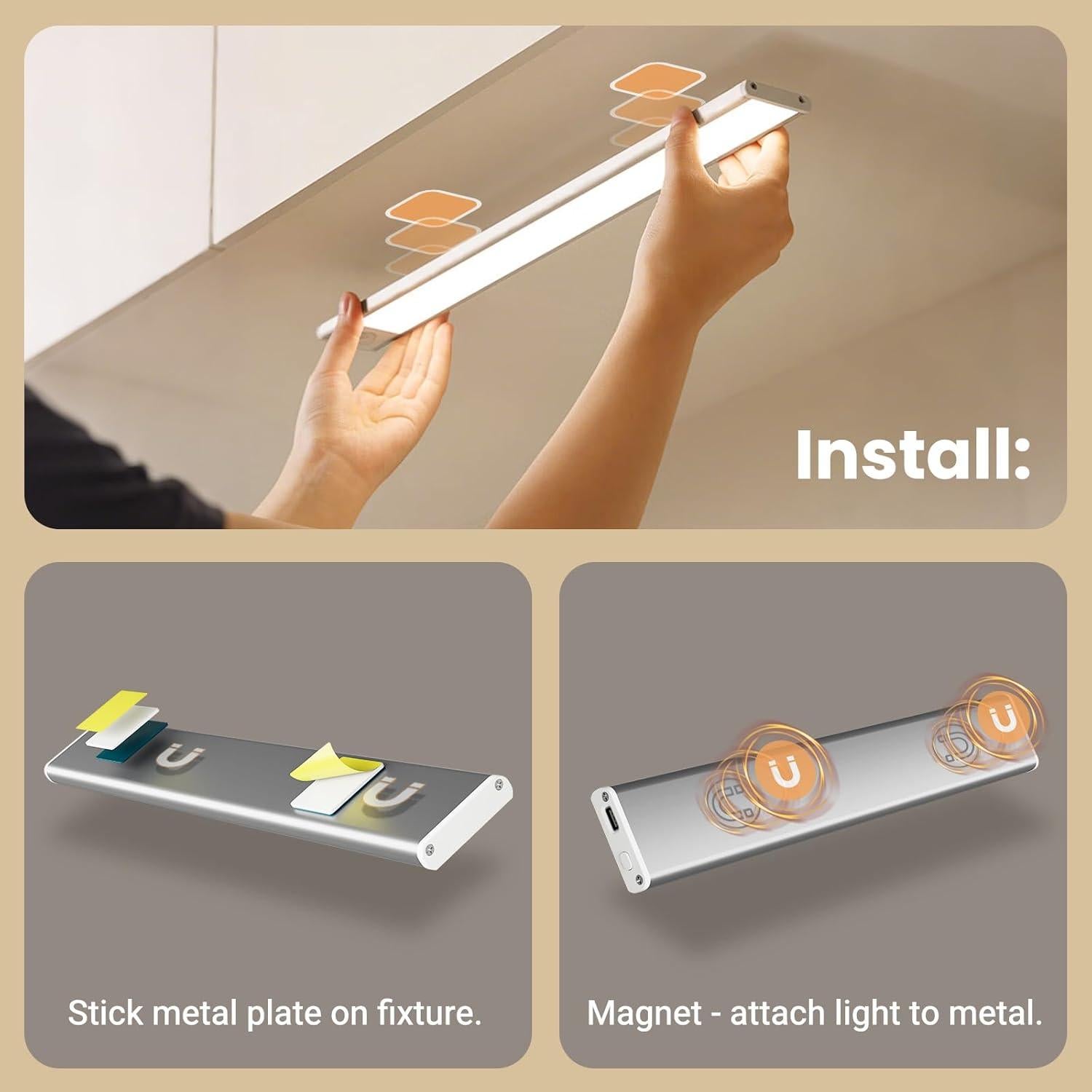 Luces LED Bajo Gabinete Hyrion 20 cm con Sensor de Movimiento