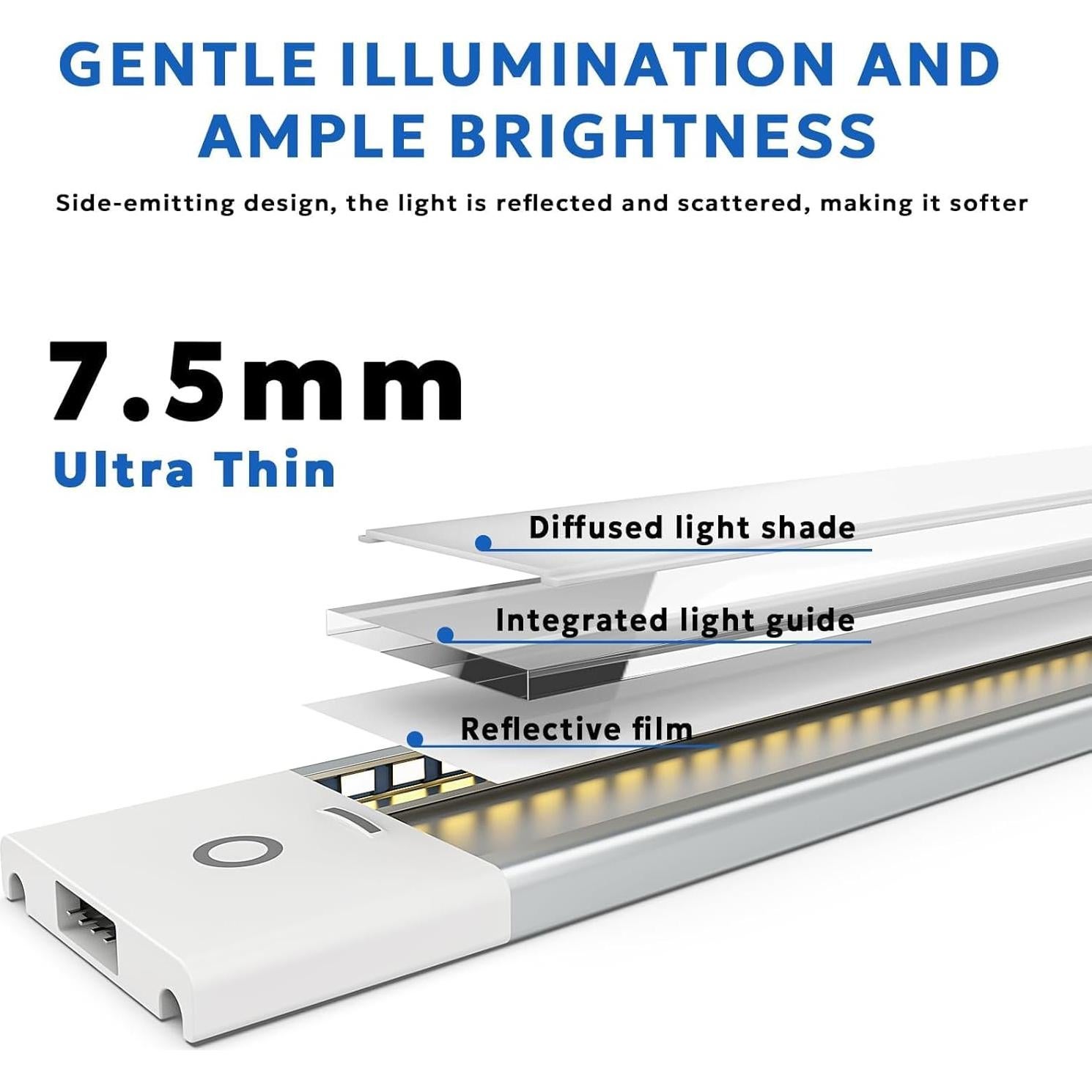 Luz LED Bajo Gabinete MYPLUS 16" Regulable 370Lúmenes 5 Colores