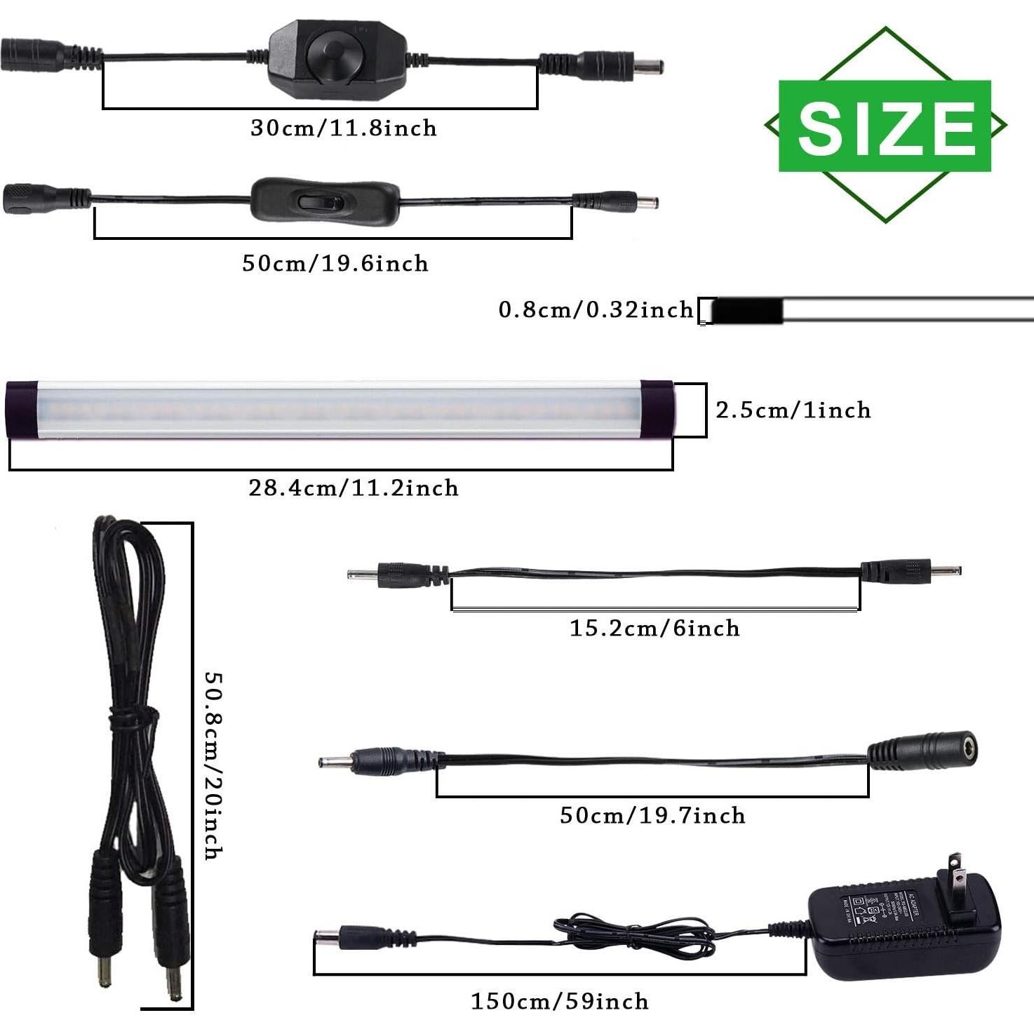 Kit de Iluminación LED Bajo Gabinete AIBOO 4 Paneles 12V