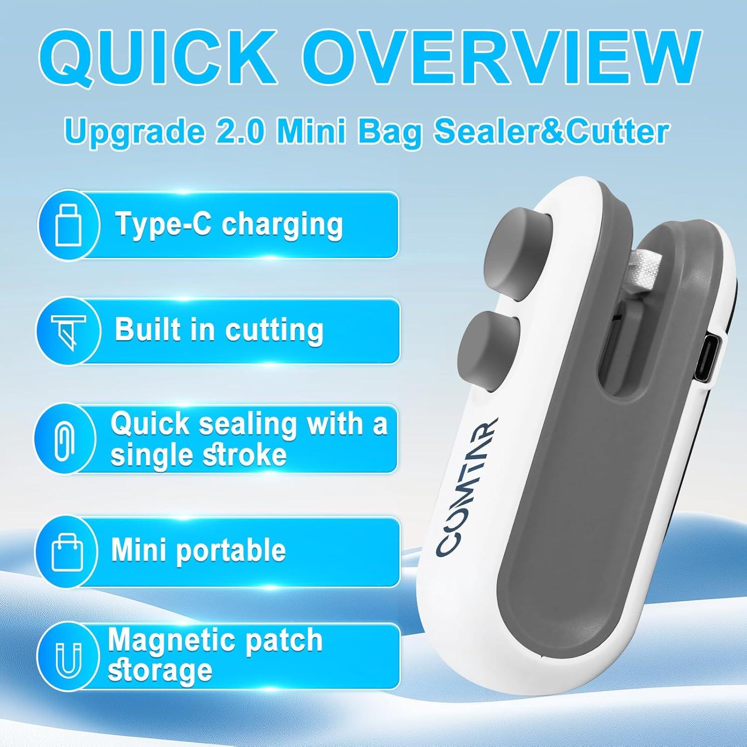 Mini Sello de Bolsas COMTAR 2 en 1 Recargable USB-C