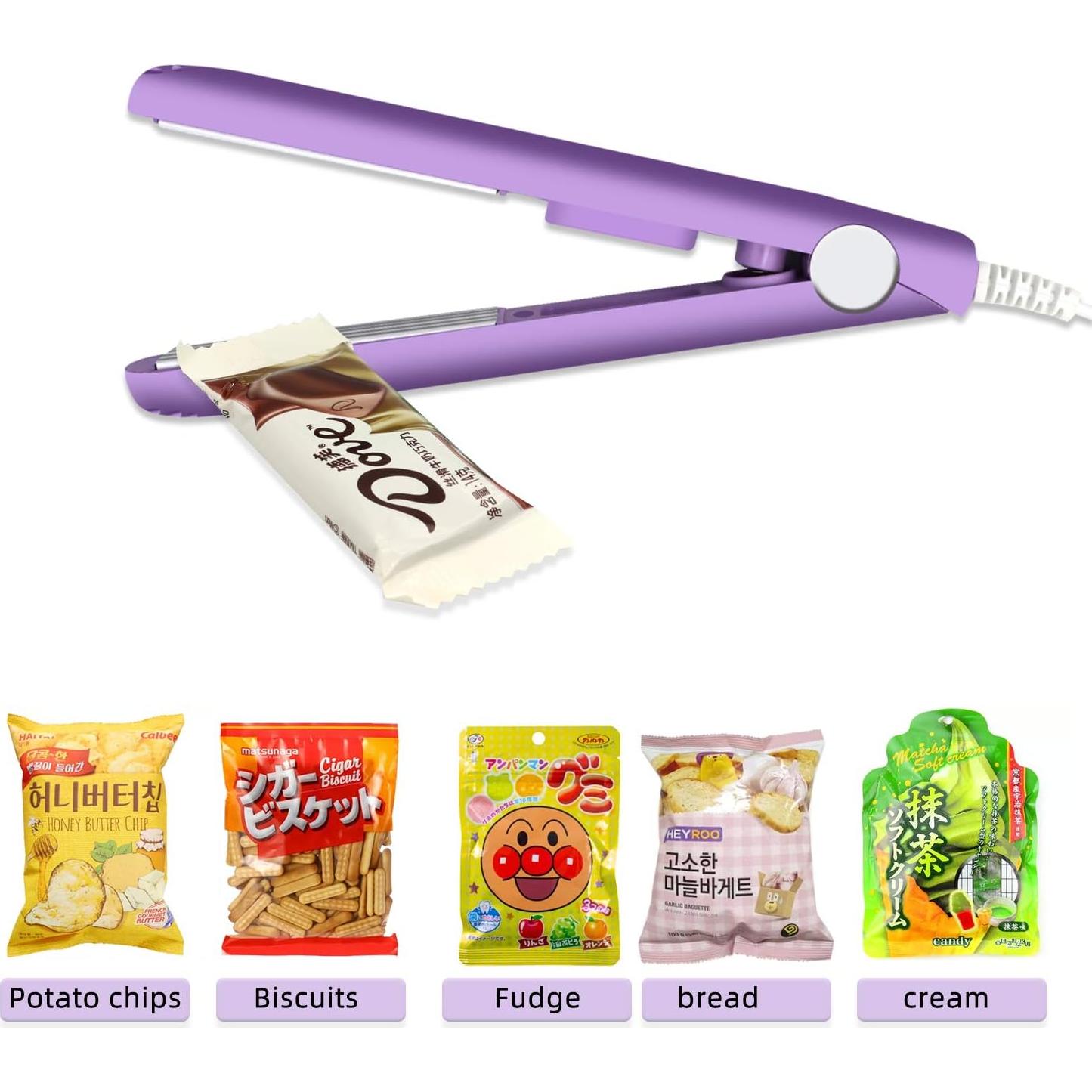 Pack de 2 Mini Selladores de Bolsa Calor Eliamo Verde y Morado