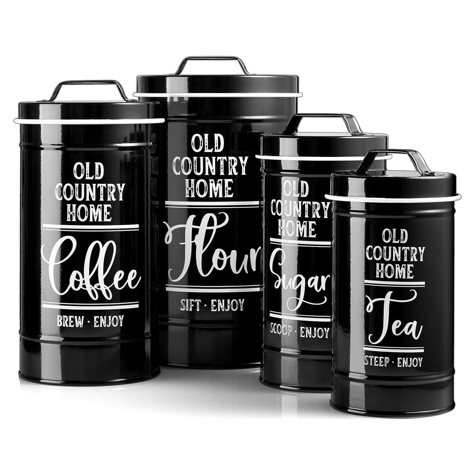 Conjunto de 4 Tarros Herméticos Negros DAYYET para Cocina