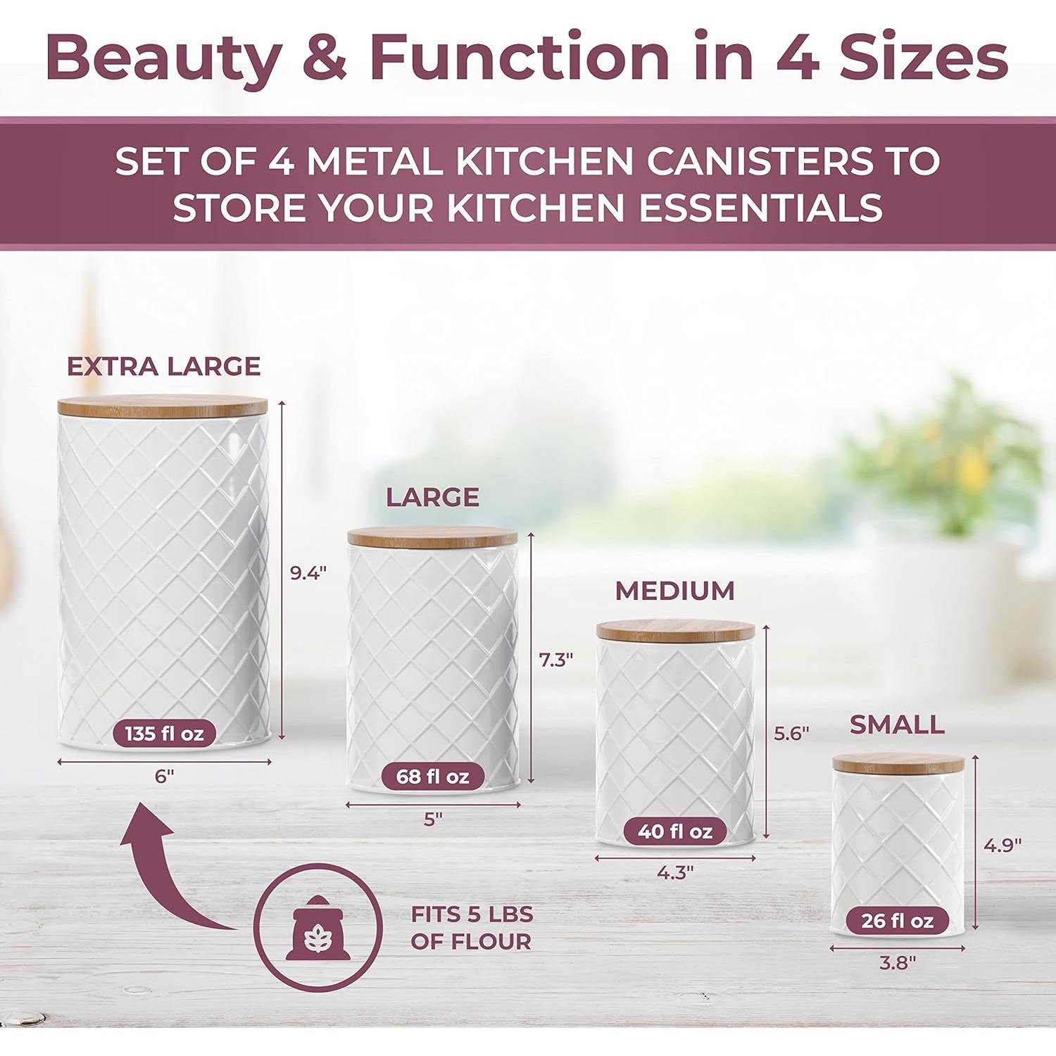 Conjunto de 4 Frascos de Metal Blanco Pebble & Stem Herméticos