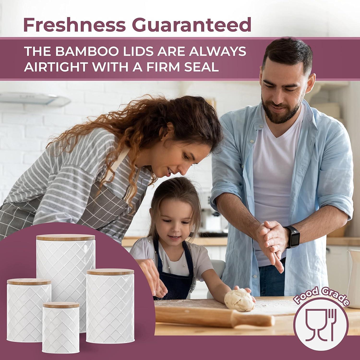 Conjunto de 4 Frascos de Metal Blanco Pebble & Stem Herméticos