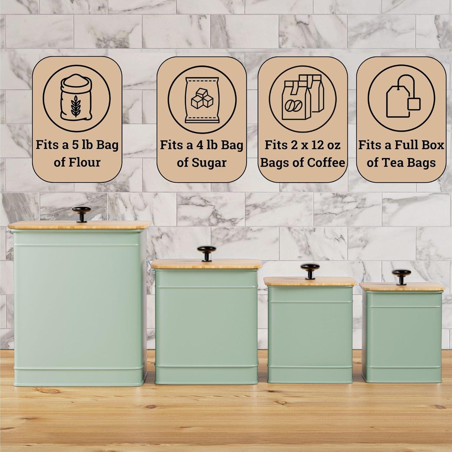 Juego de 4 Tarros de Cocina Herméticos HB Design Co. Verde Salvia