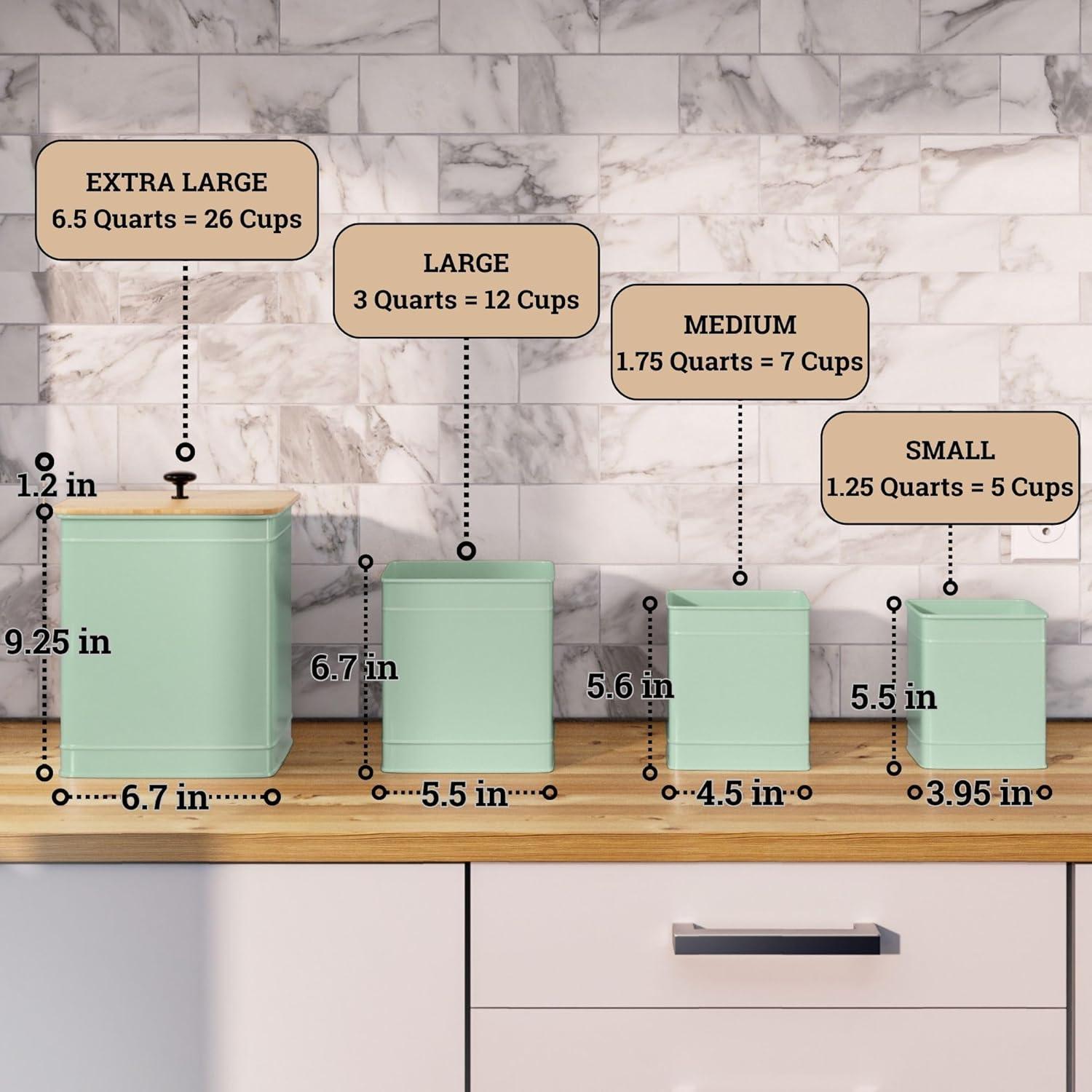 Juego de 4 Tarros de Cocina Herméticos HB Design Co. Verde Salvia