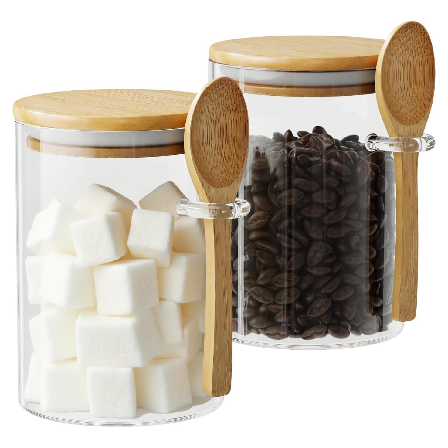 Contenedor de Azúcar de Vidrio OneDream - 2 Tarros 450ml con Cuchara