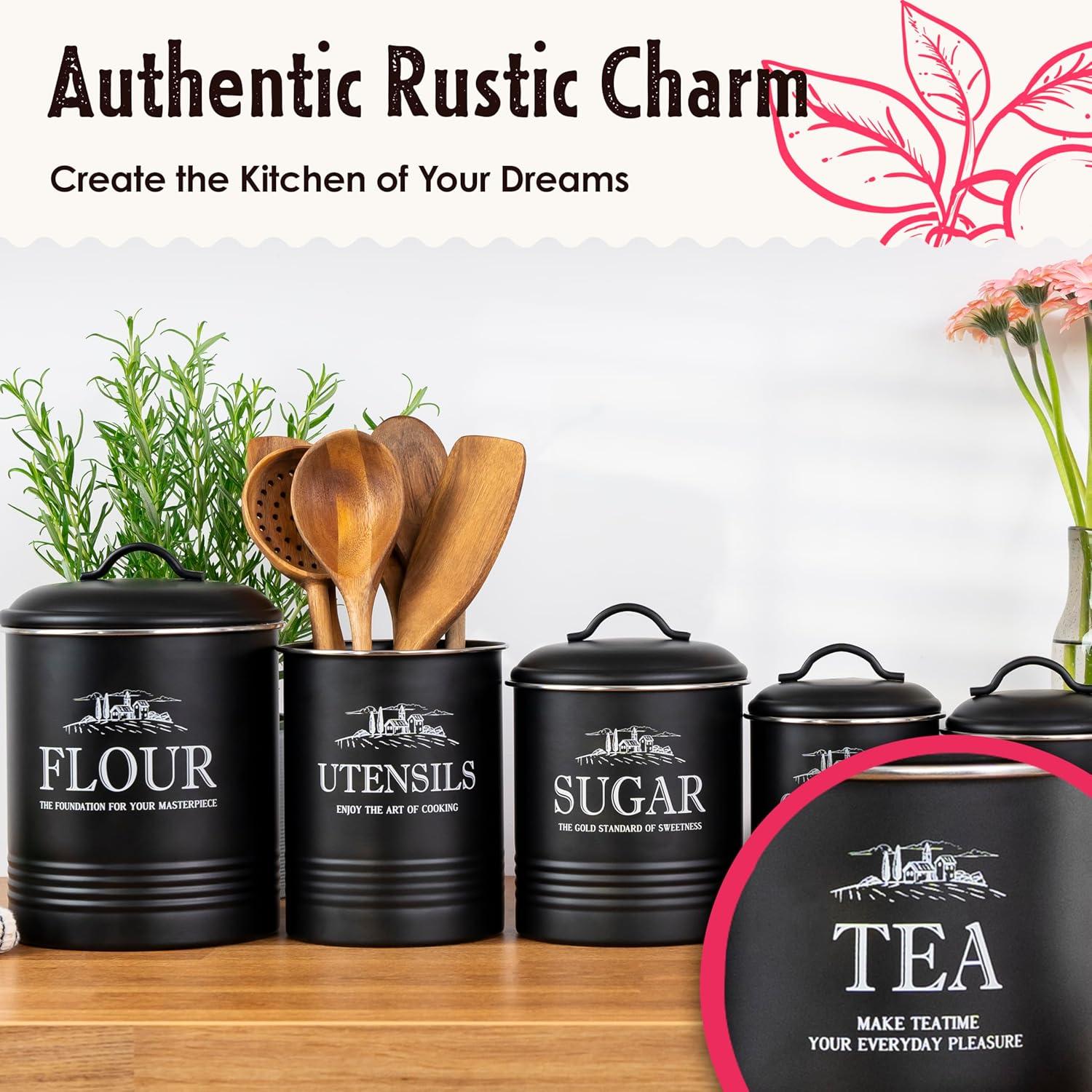 Set de 3 Latas Negras Herméticas para Cocina - noonberry