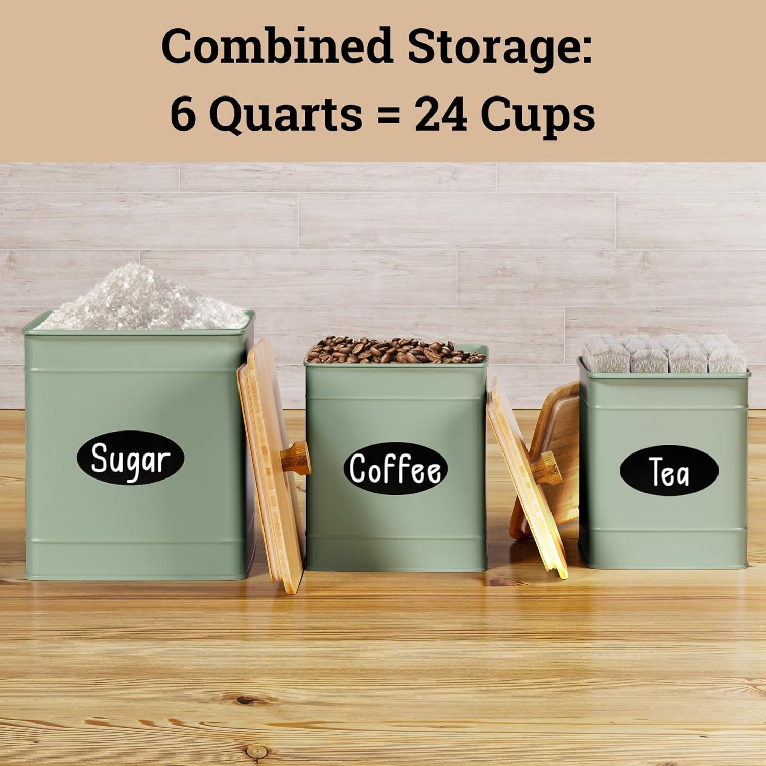 Juego de 3 Tarros de Cocina Herméticos HB Design Co. Verde Salvia