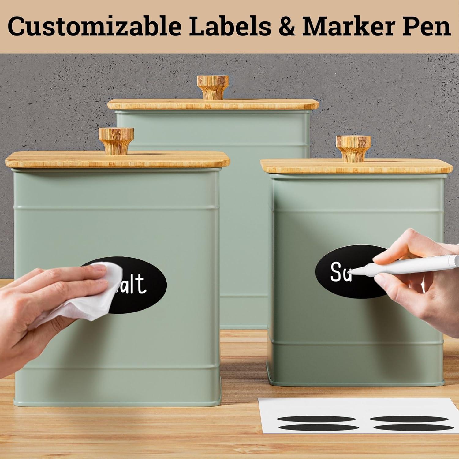 Juego de 3 Tarros de Cocina Herméticos HB Design Co. Verde Salvia