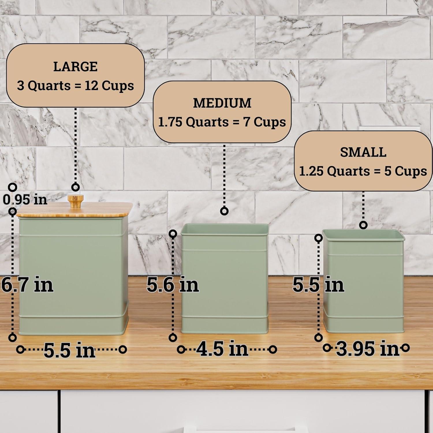 Juego de 3 Tarros de Cocina Herméticos HB Design Co. Verde Salvia