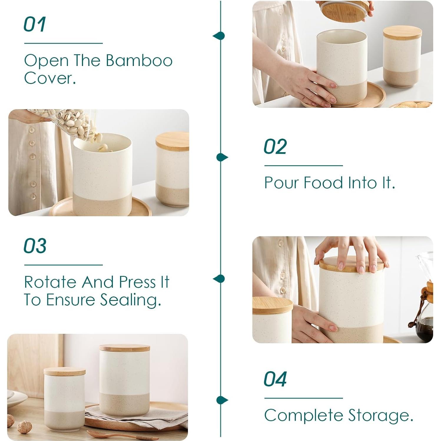 Juego de Tarros de Cerámica vancasso Sabine 3 Piezas Herméticos