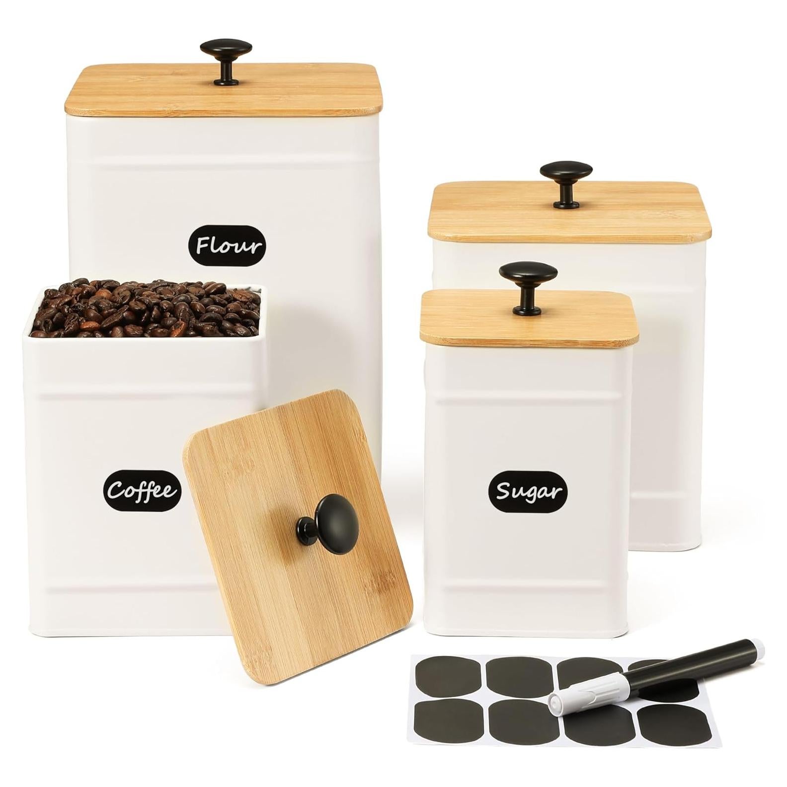 Set de 4 Tarros de Cocina Herméticos PERFNIQUE - Blanco