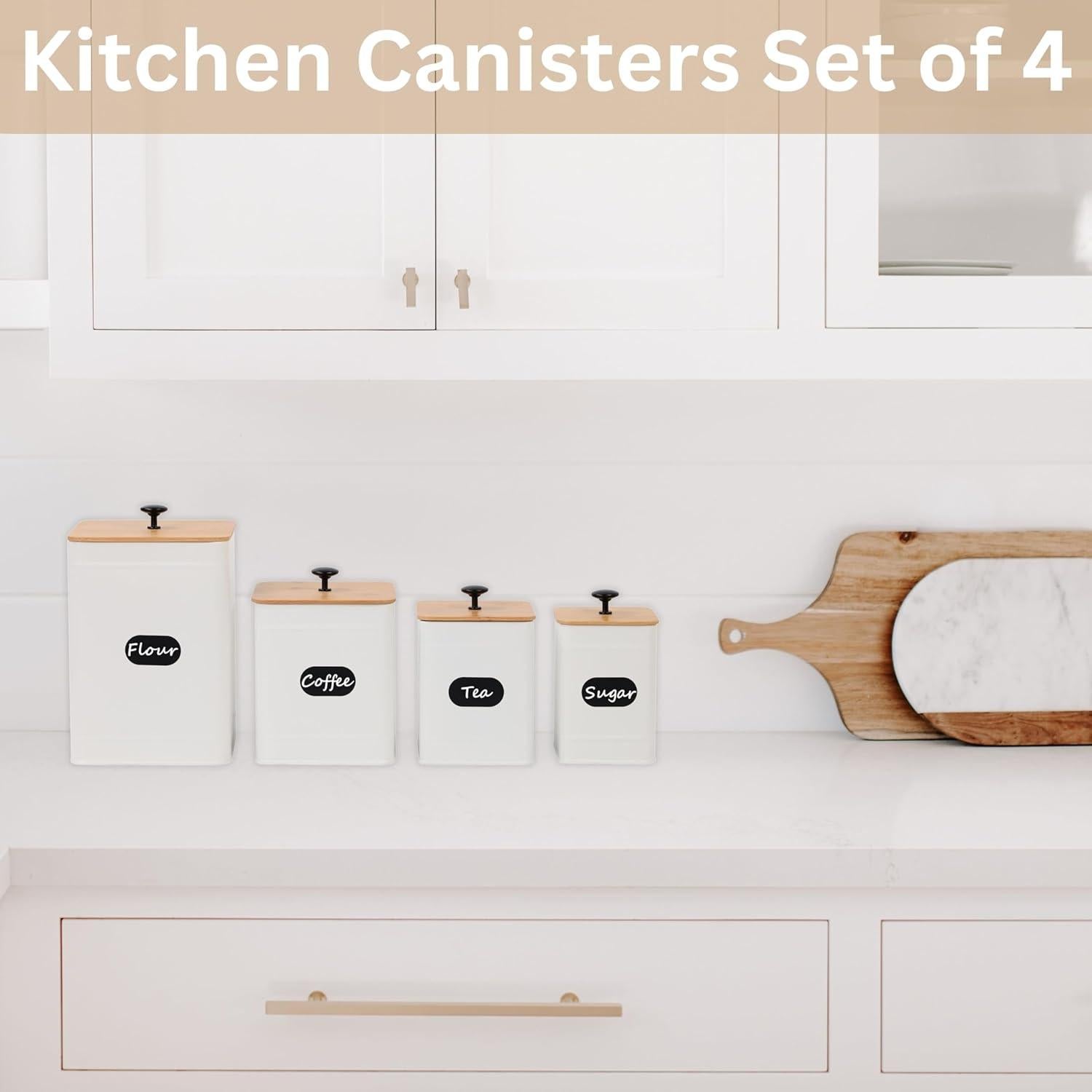 Set de 4 Tarros de Cocina Herméticos PERFNIQUE - Blanco