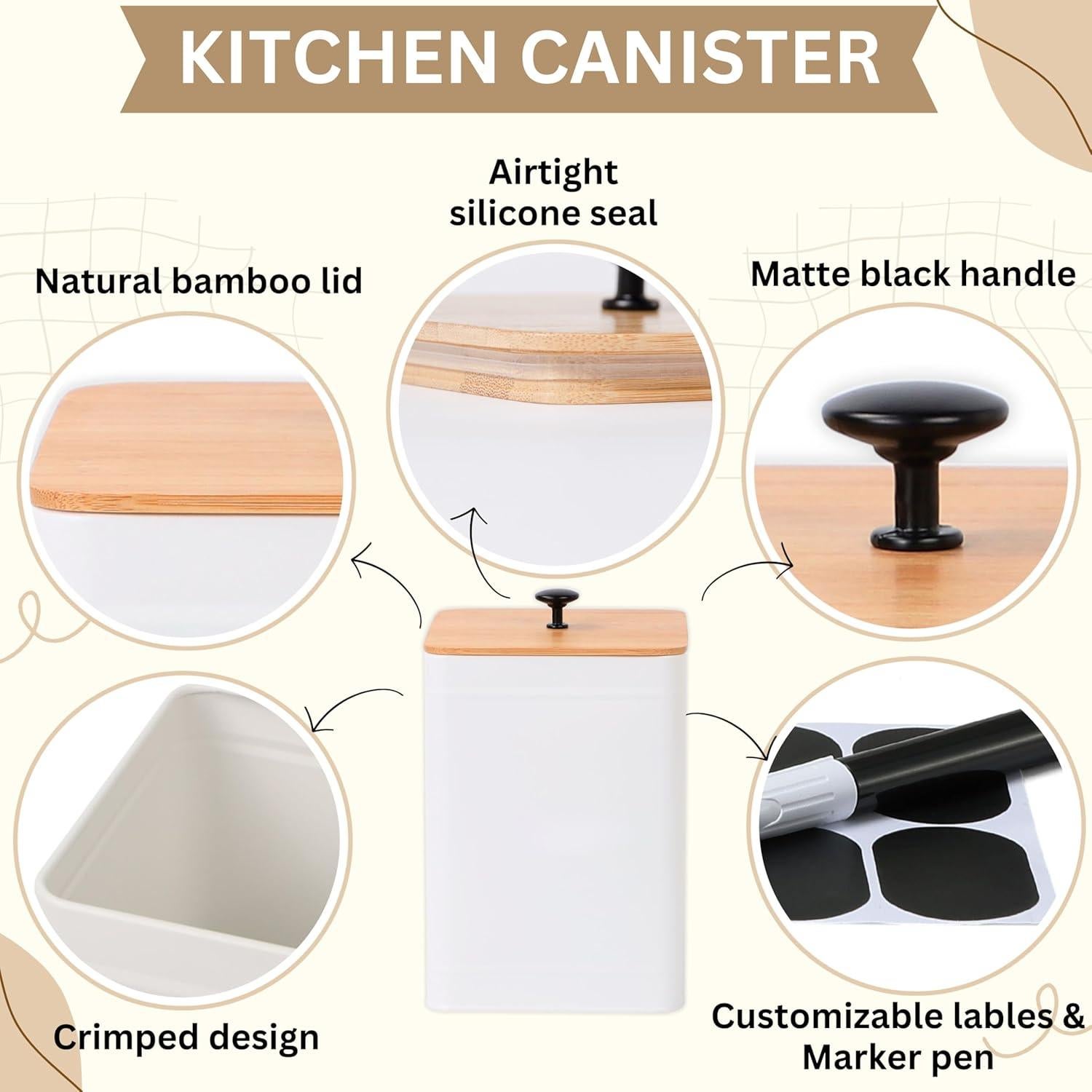 Set de 4 Tarros de Cocina Herméticos PERFNIQUE - Blanco