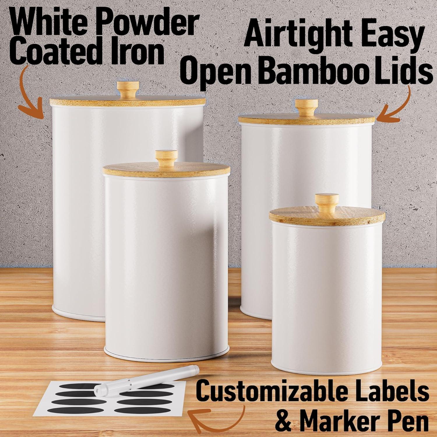 Juego de 4 Tarros de Cocina Herméticos HB Design Co. Blancos