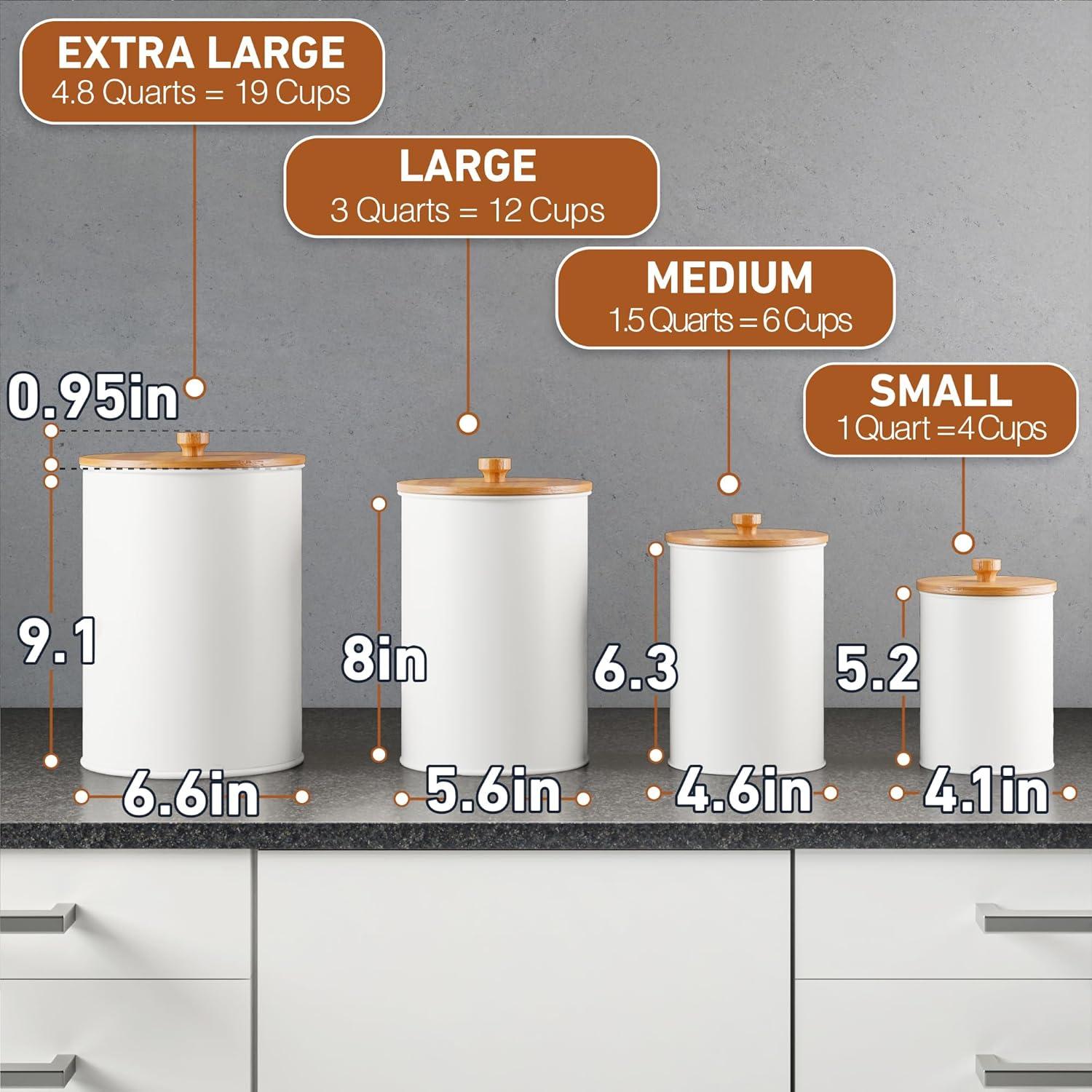 Juego de 4 Tarros de Cocina Herméticos HB Design Co. Blancos