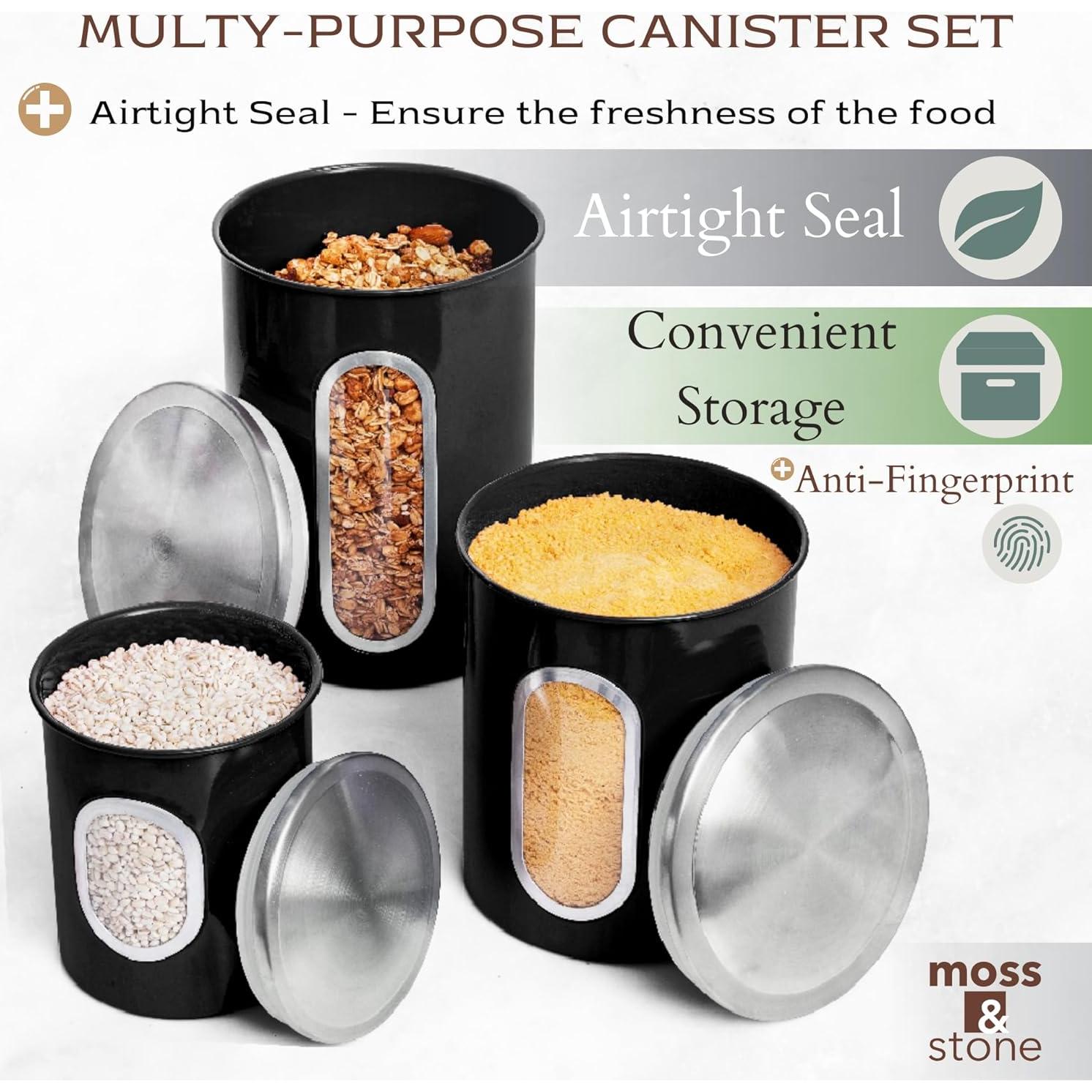 Juego de 3 Tarros Herméticos Moss & Stone - Almacenamiento Cocina