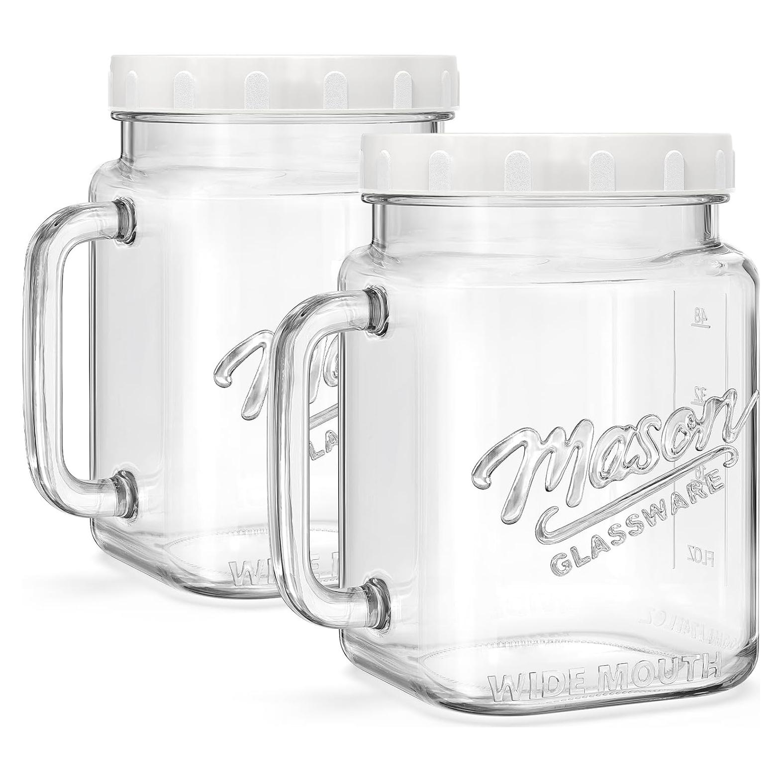 Paquete de 2 tarros de vidrio Folinstall 2.1 L boca ancha