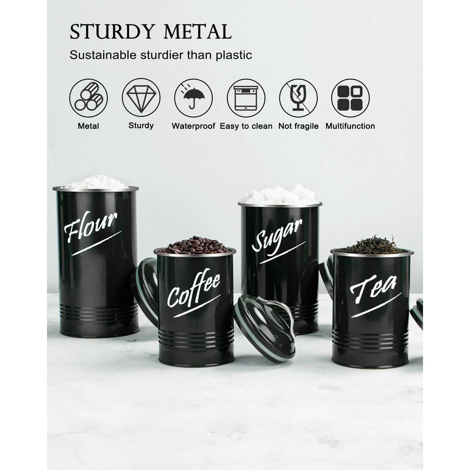 Conjunto de 4 Tarros Herméticos Hillbond para Cocina - Acero Inoxidable