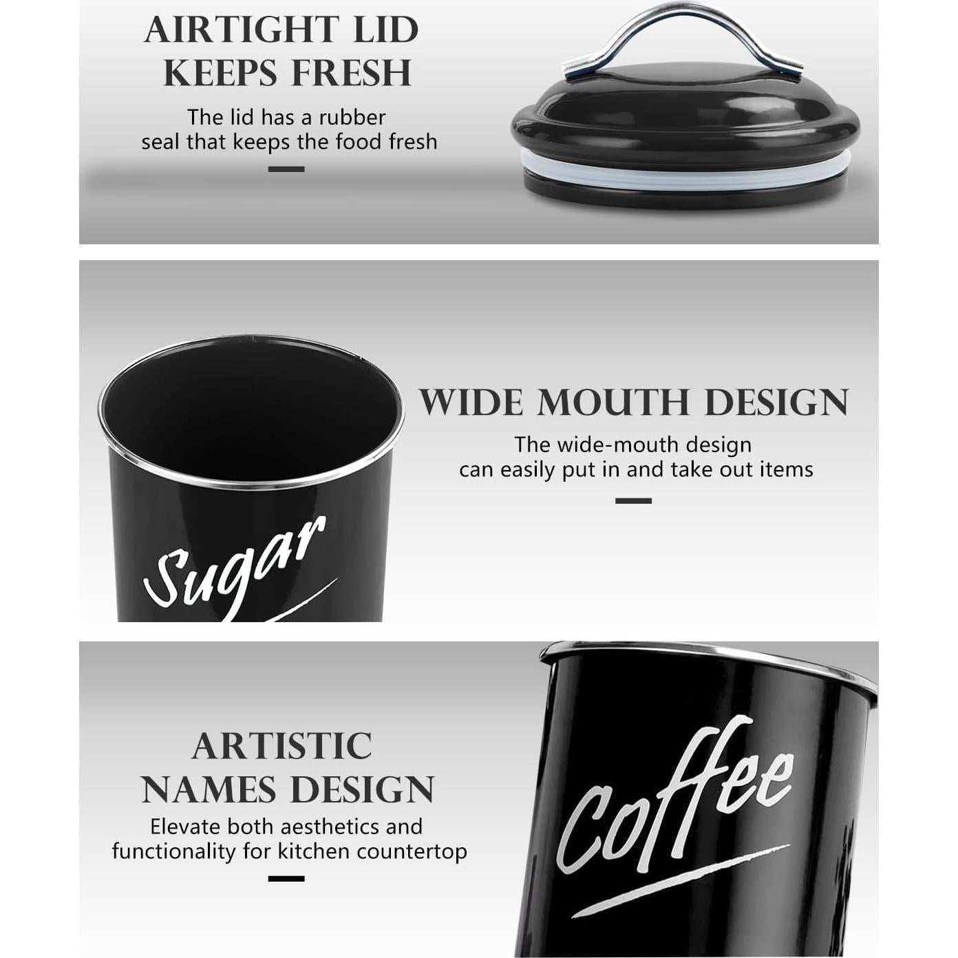 Conjunto de 4 Tarros Herméticos Hillbond para Cocina - Acero Inoxidable