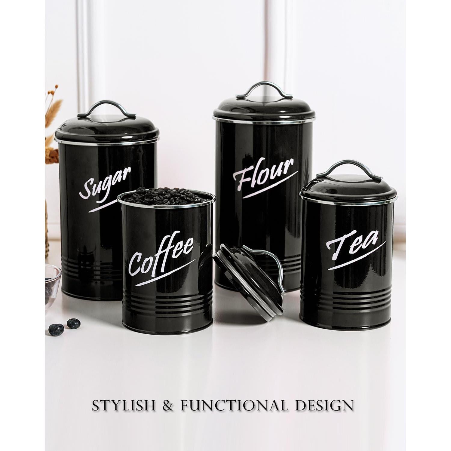 Conjunto de 4 Tarros Herméticos Hillbond para Cocina - Acero Inoxidable