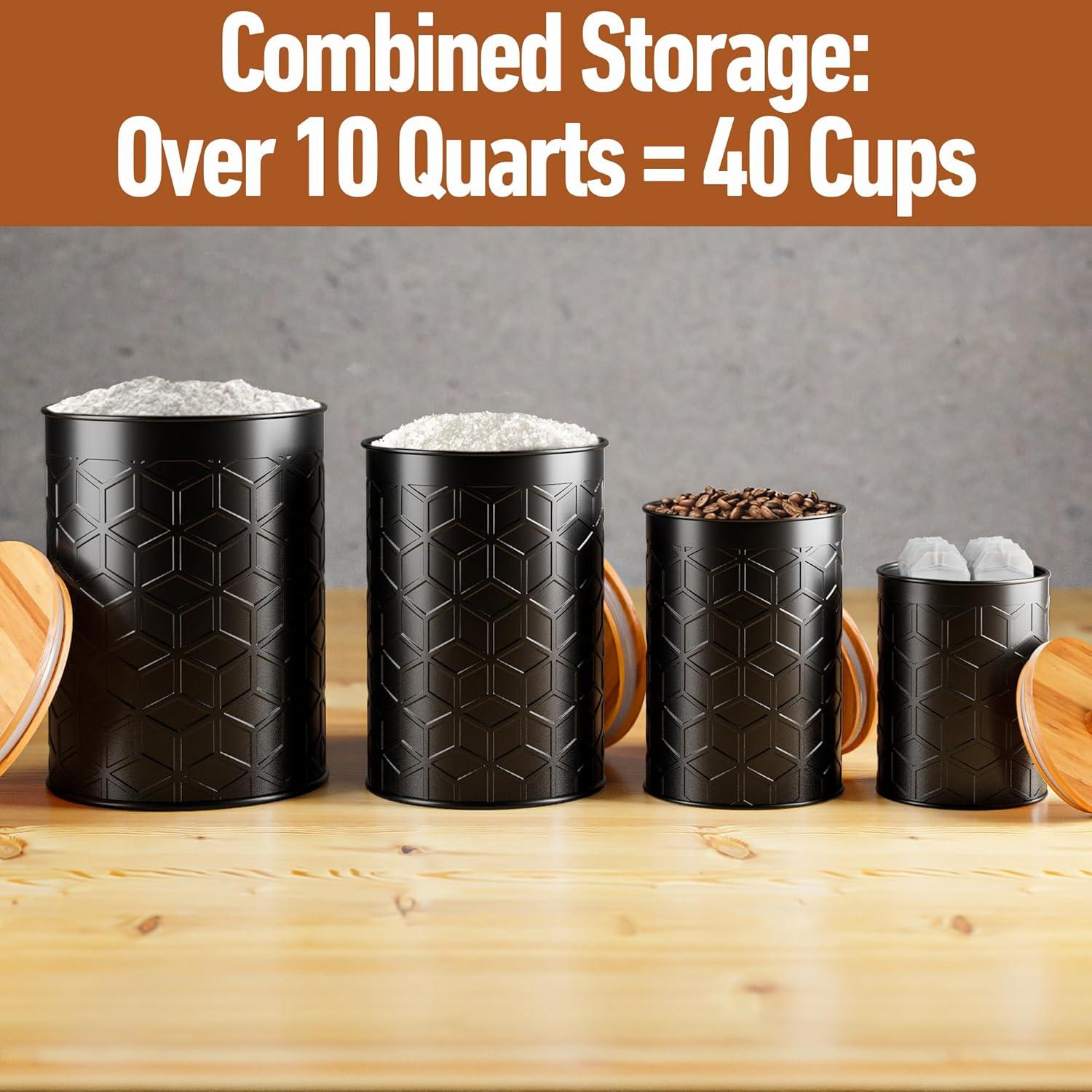 Juego de 4 Tarros de Cocina HB Design Co. Negro Texturizado