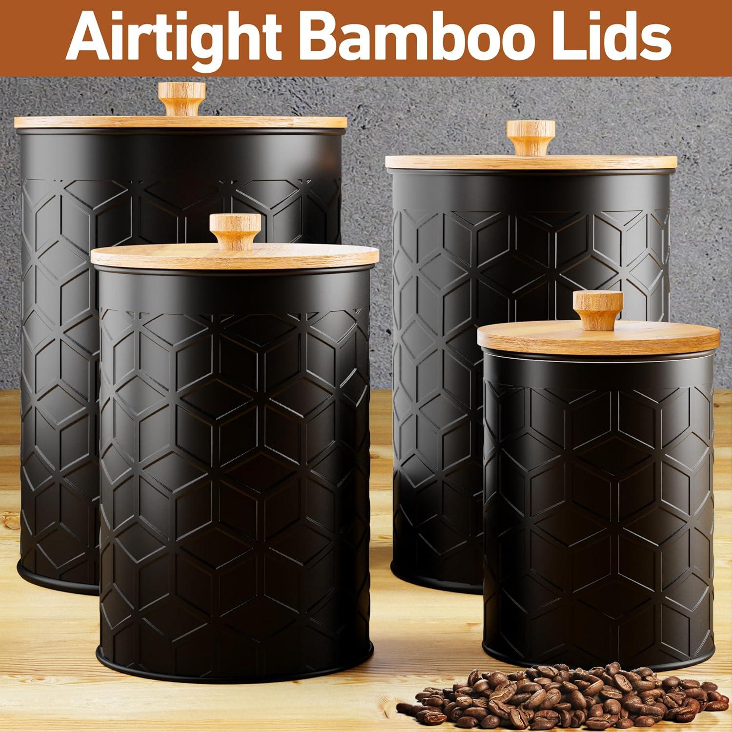 Juego de 4 Tarros de Cocina HB Design Co. Negro Texturizado