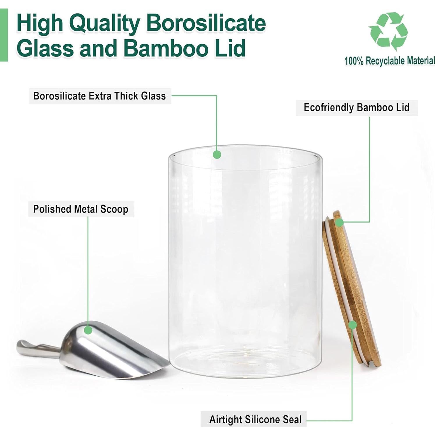 Tarros de vidrio Urban Green 2 Set 2.84L con tapa de bambú
