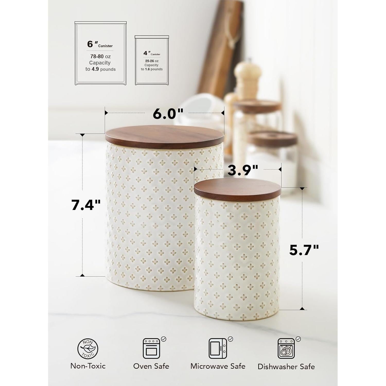 LE TAUCI Juego de 2 Jarras de Cerámica Herméticas 2.64 kg