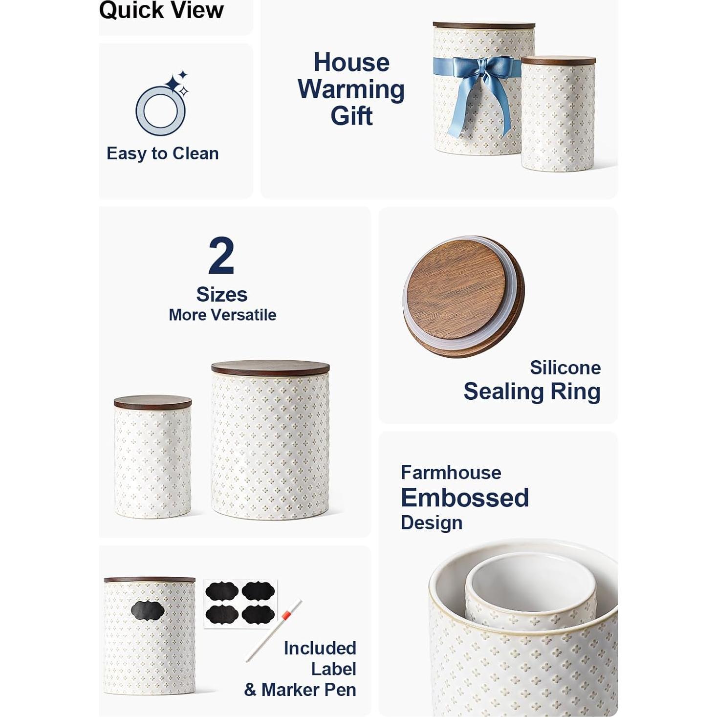 LE TAUCI Juego de 2 Jarras de Cerámica Herméticas 2.64 kg