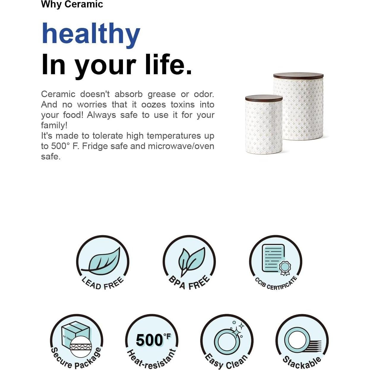 LE TAUCI Juego de 2 Jarras de Cerámica Herméticas 2.64 kg