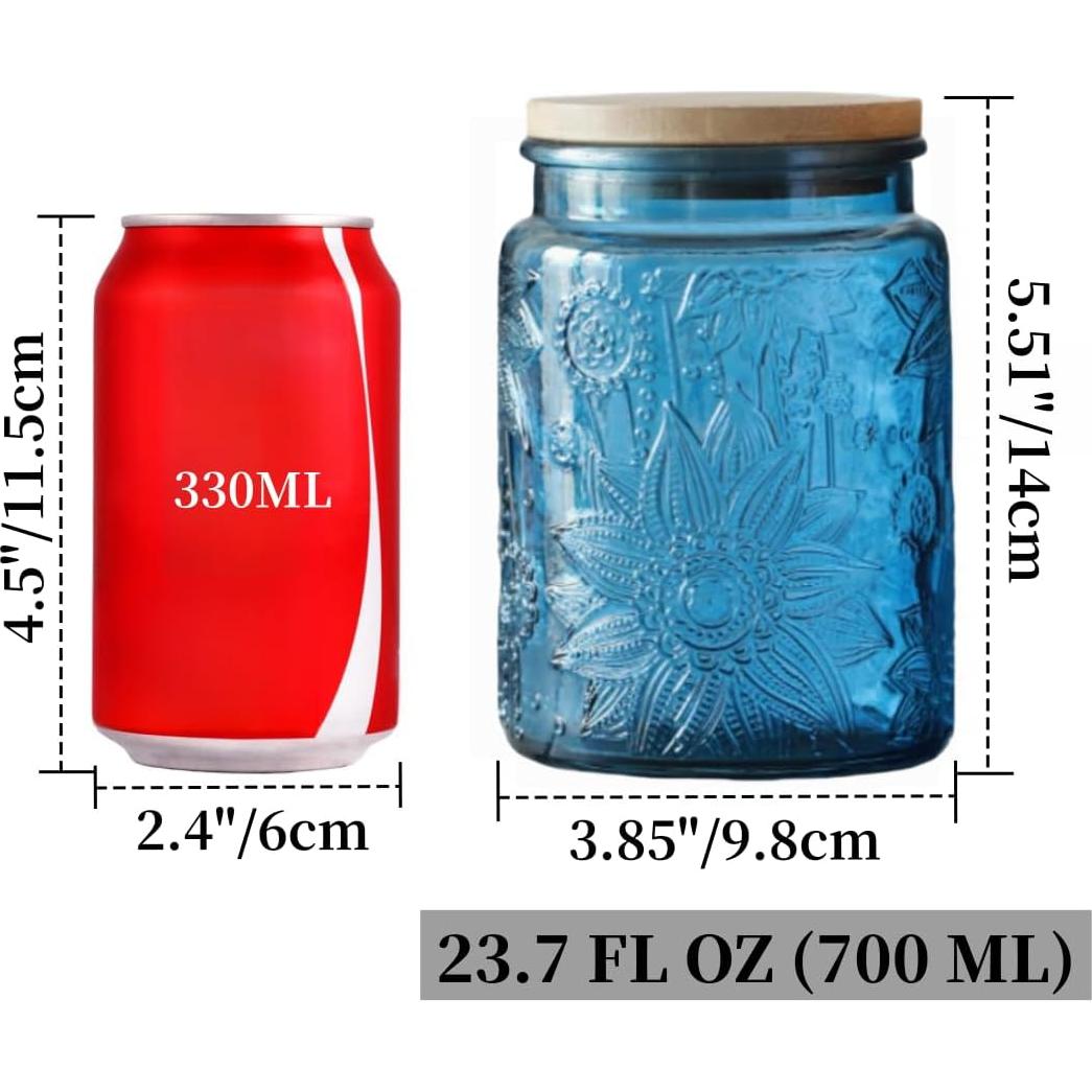 Tarro de Vidrio Hermético ANSQU 700 ml Azul Vintage