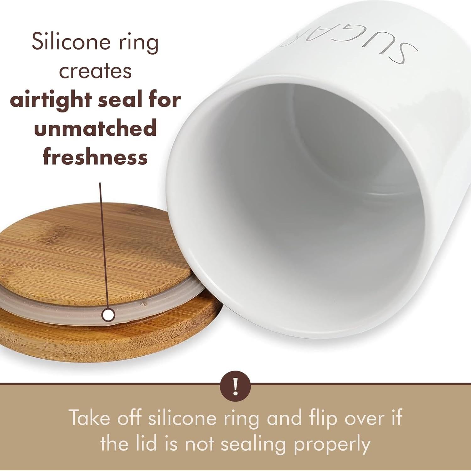 Frasco de Cerámica Hermético Arthausen 4 Tazas con Tapa de Bambú