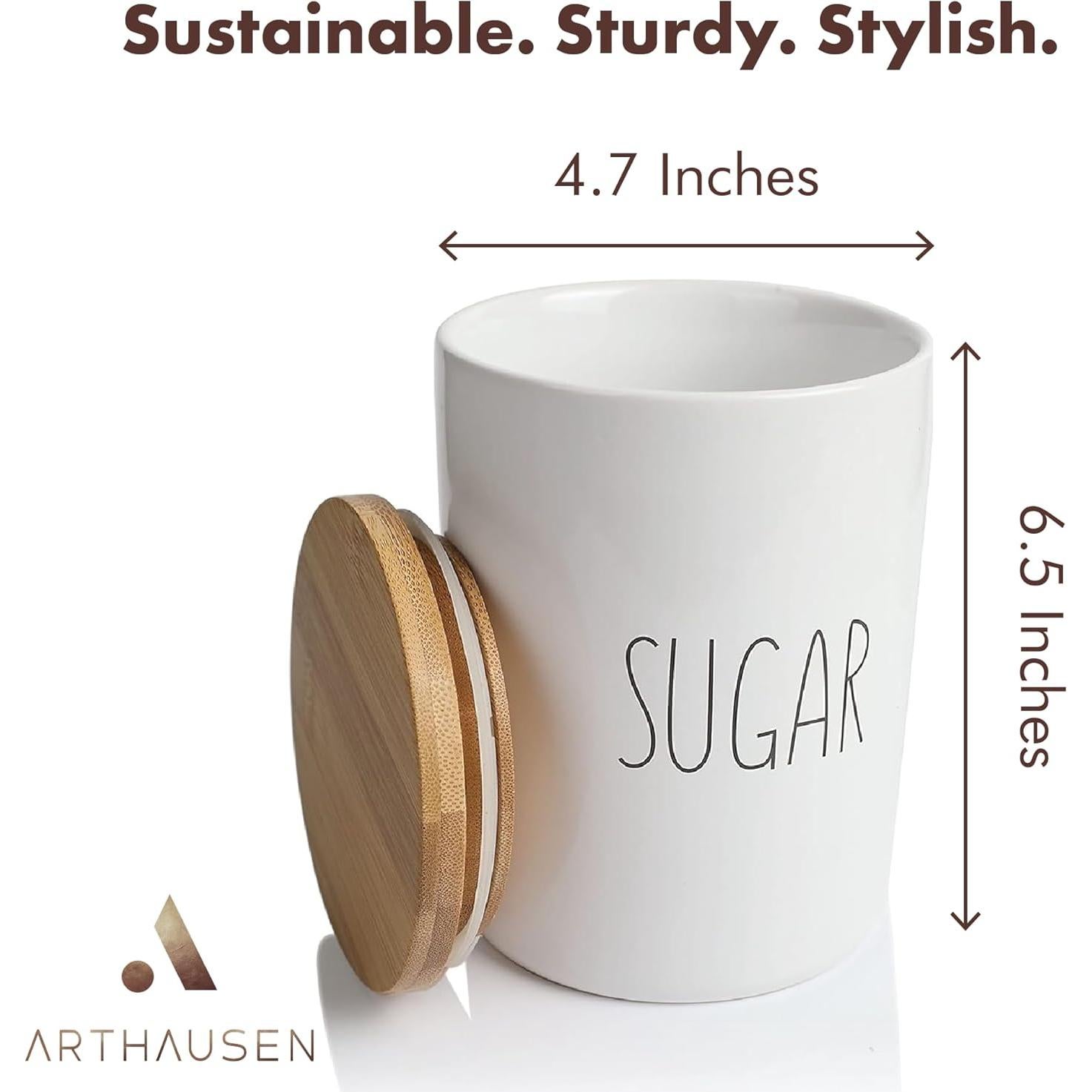 Frasco de Cerámica Hermético Arthausen 4 Tazas con Tapa de Bambú