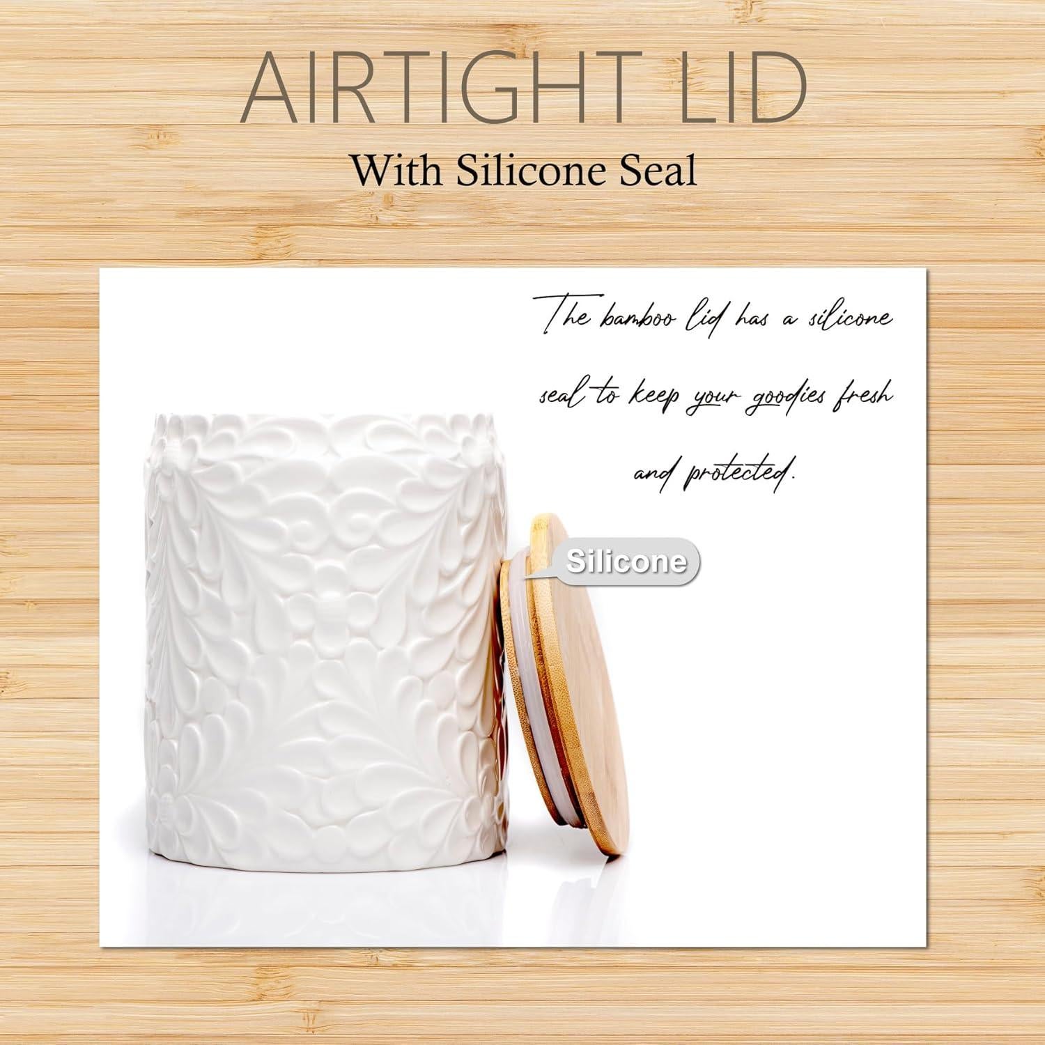 Juego de Tarros de Cocina 3 Piezas Cerámica 2.1L 1.0L 0.5L