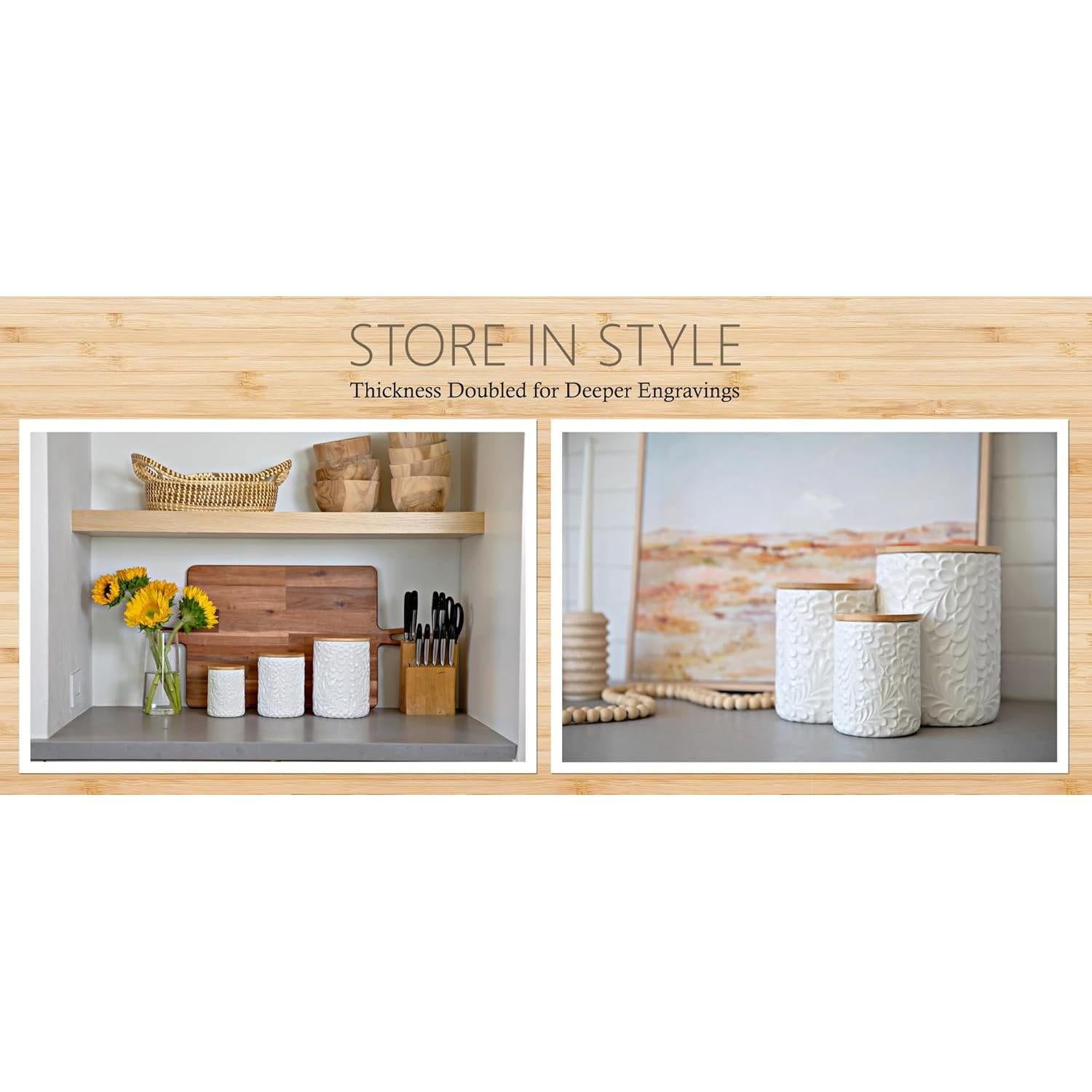 Juego de Tarros de Cocina 3 Piezas Cerámica 2.1L 1.0L 0.5L