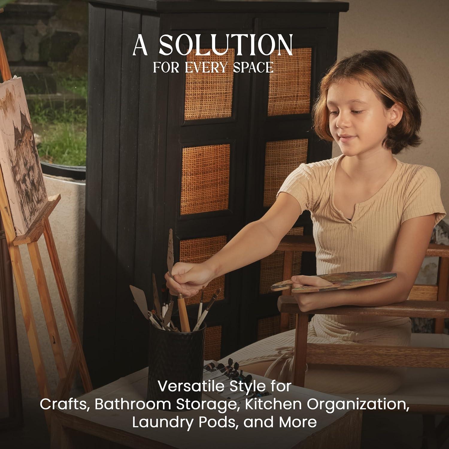 Juego de 6 tarros de almacenamiento Alasitas - Metal negro con tapas de madera