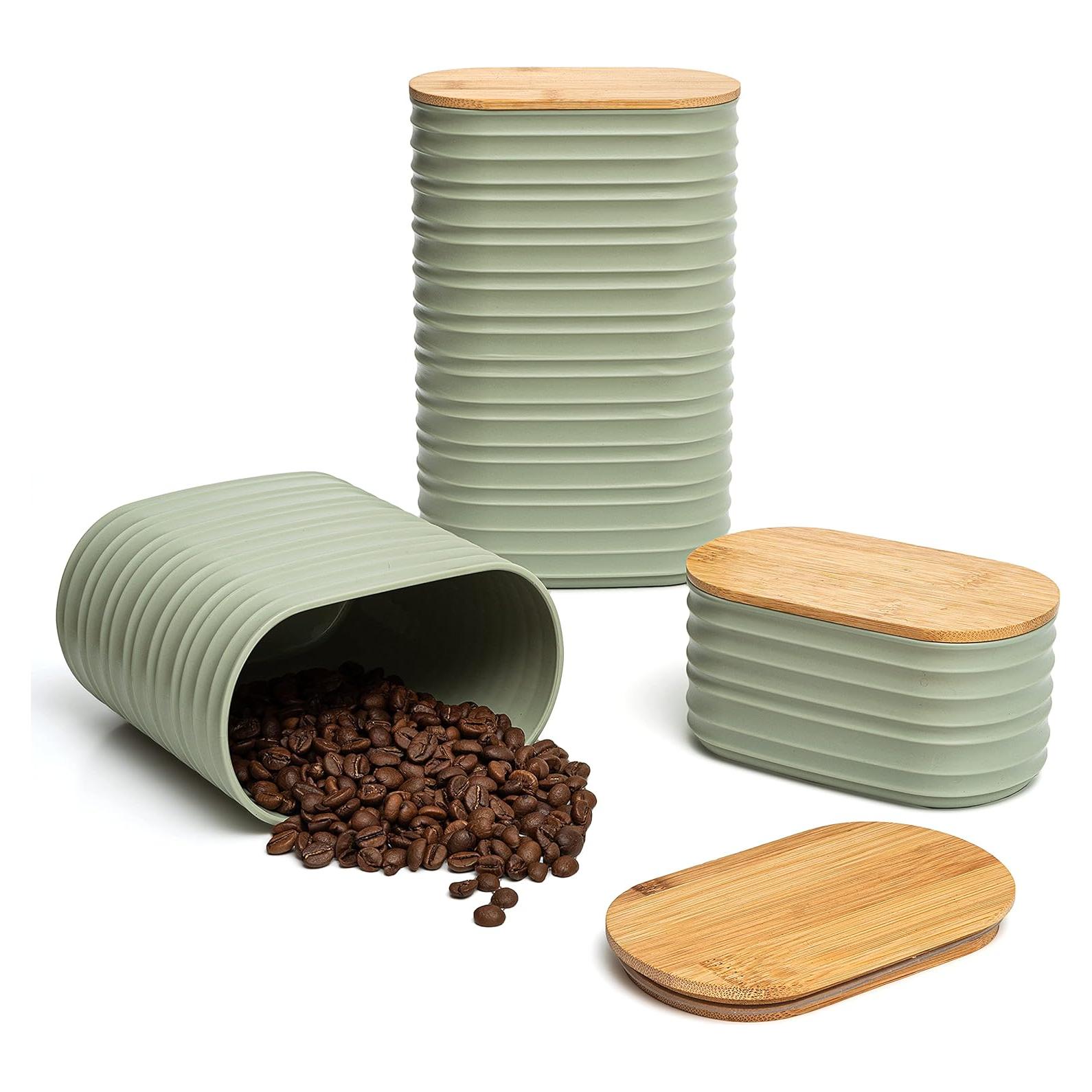 Juego de 3 Tarros Herméticos Mixpresso Verde Oliva 0.5L-1.1L-1.7L