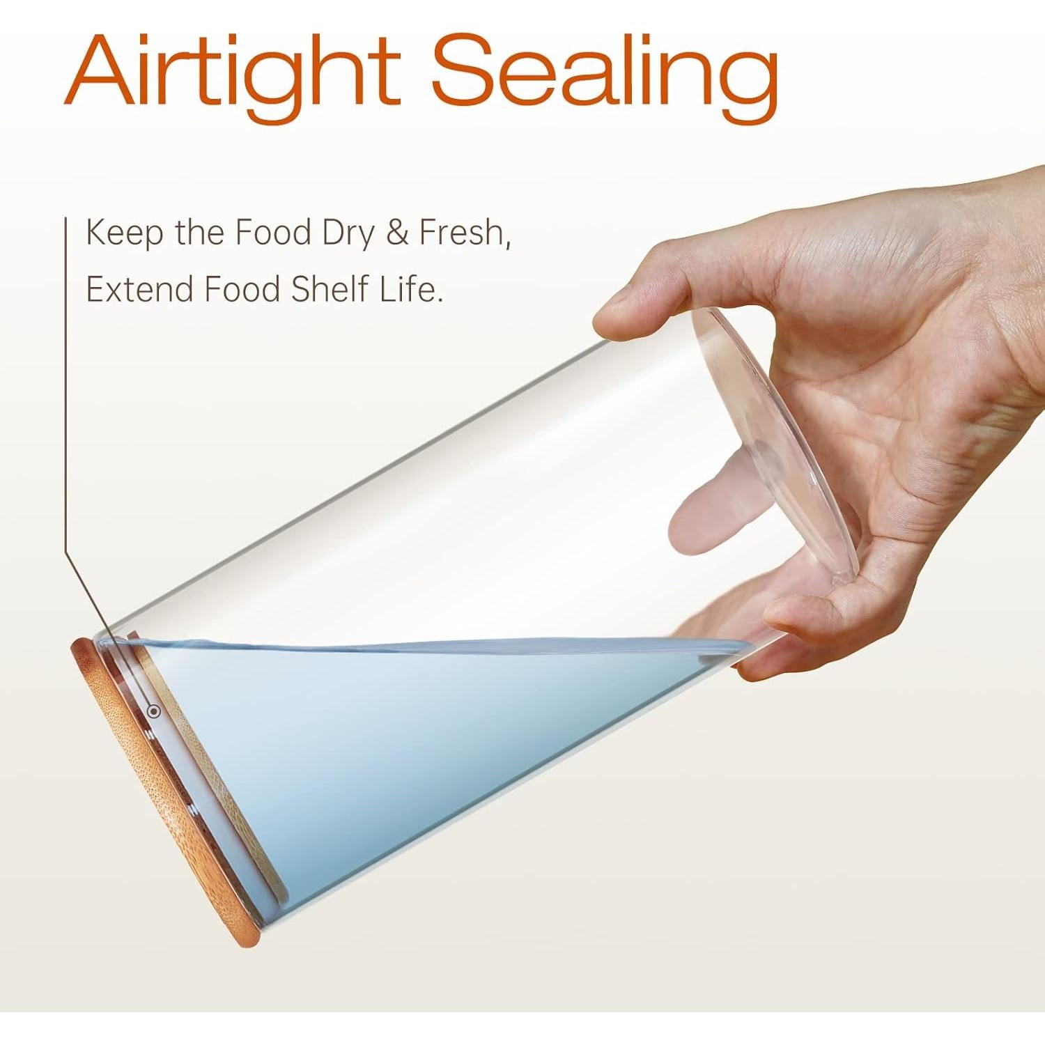 Large Glass Flour and Sugar Containers 180oz x2 [Set of 2], Glass Food Storage Containers with Bamboo Lids, Glass Jar with Airtight Lids for Spaghetti Pasta,Rice,Cereal,Candy,Coffee, Oat