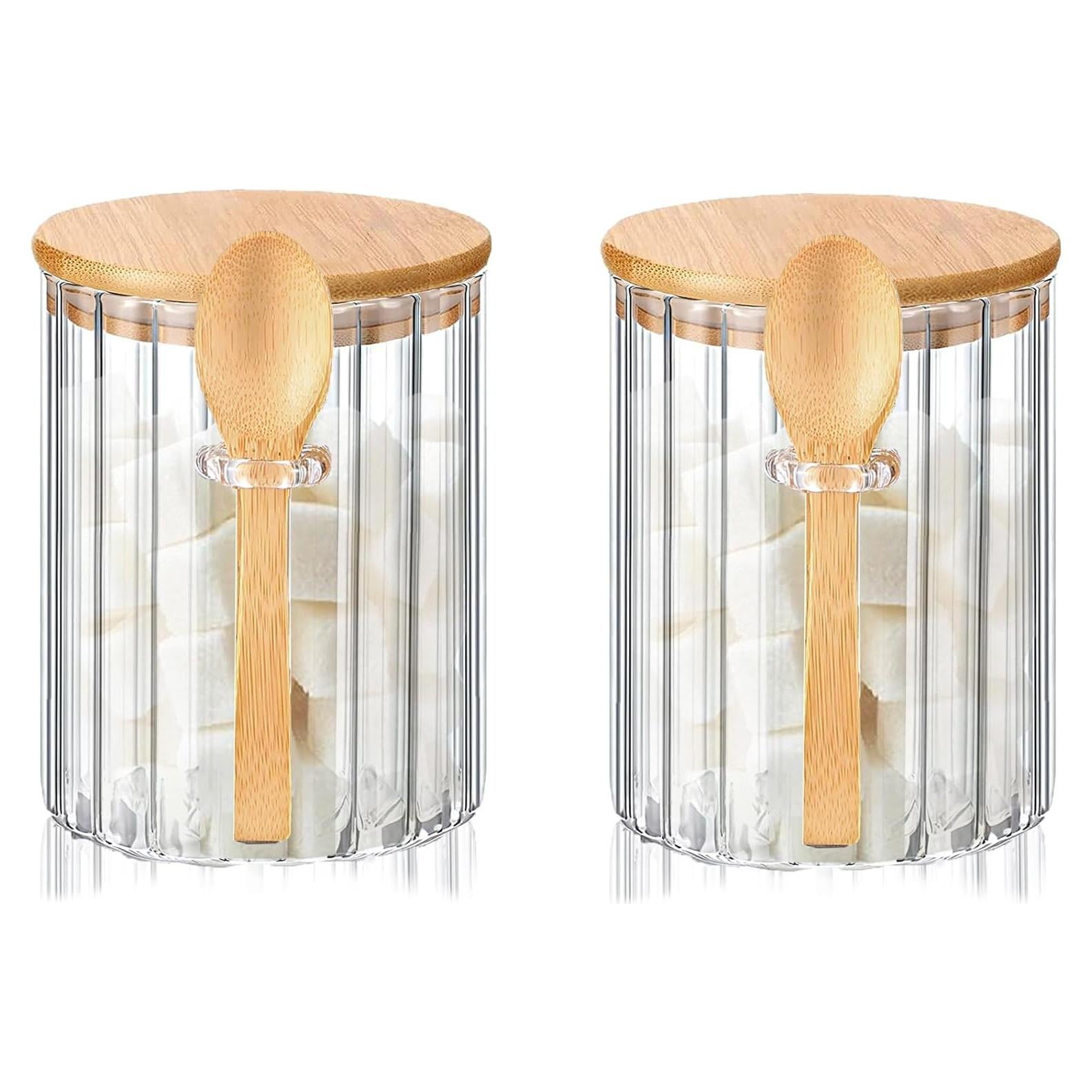 Tarro de Vidrio 473 ml con Tapas de Bambú - Set de 2