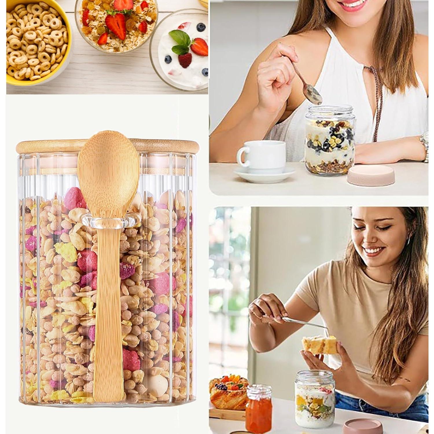 Tarro de Vidrio 473 ml con Tapas de Bambú - Set de 2