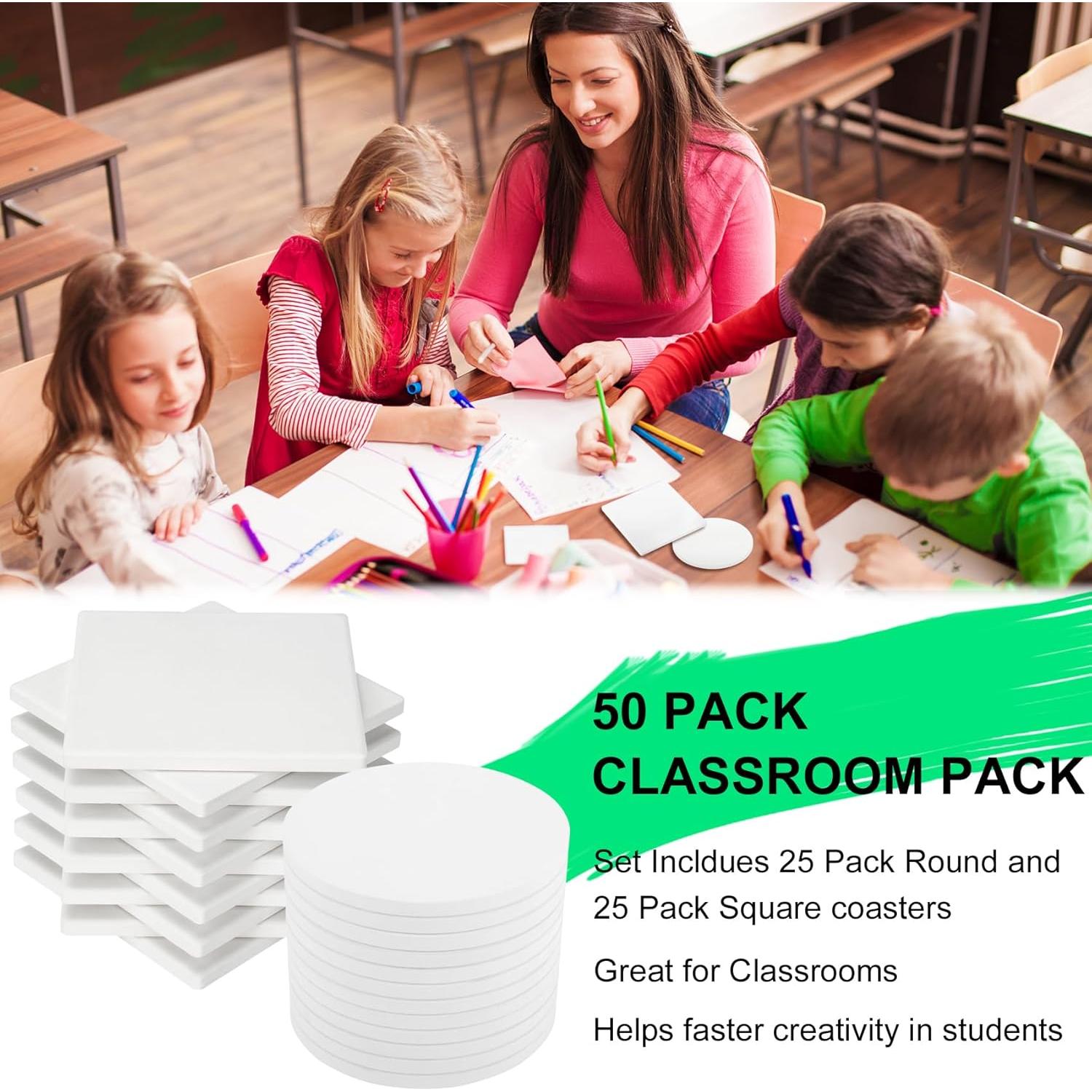 Azulejos de Cerámica Blancos 50 Pzs 10.16 cm para Manualidades