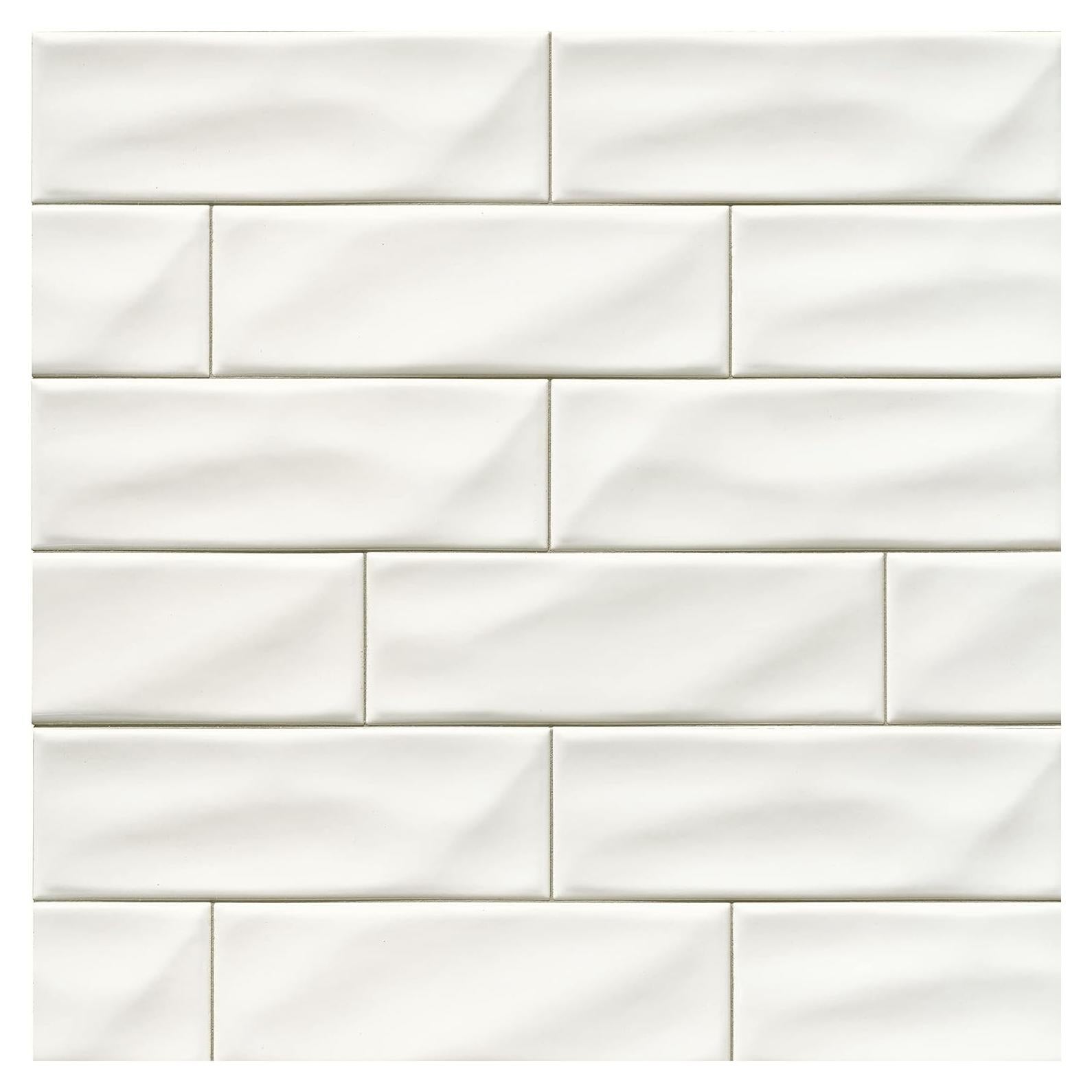 Azulejo Cerámico Blanco Susurro MSI 10x30 cm Mate para Baño y Cocina