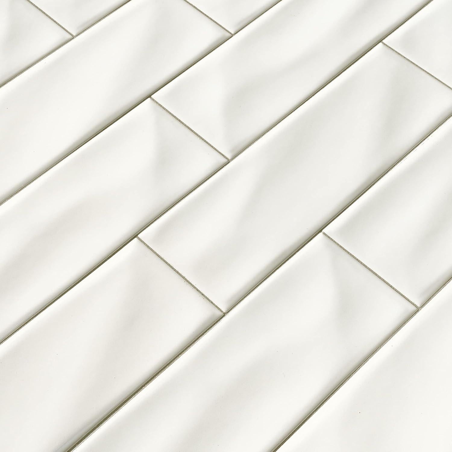 Azulejo Cerámico Blanco Susurro MSI 10x30 cm Mate para Baño y Cocina