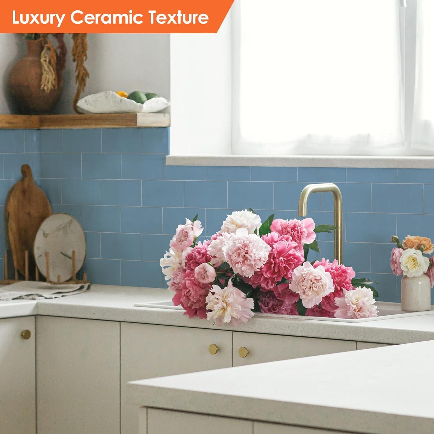 Azulejo Autoadhesivo OYASIMI 10 Hojas Azul 30.48 cm Semibrillante