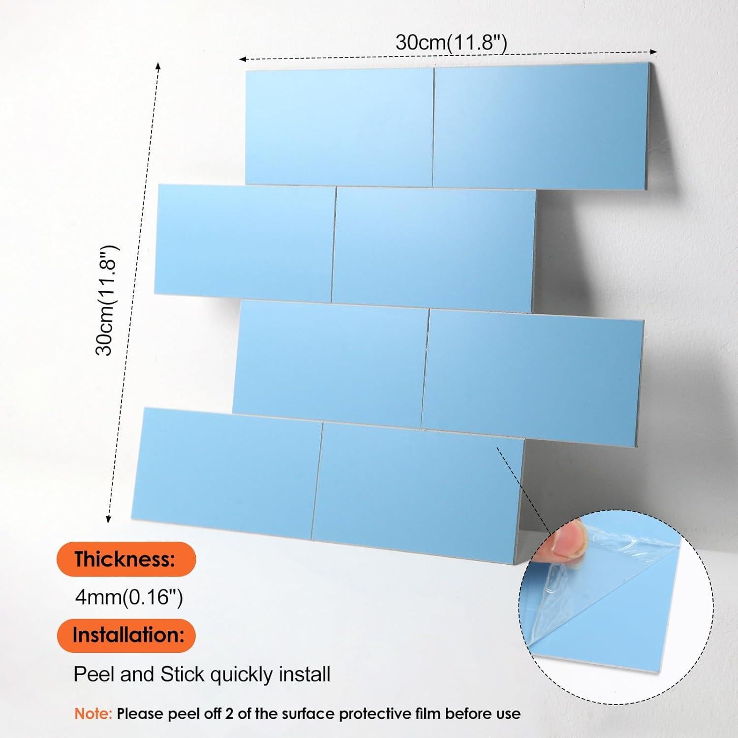 Azulejo Autoadhesivo OYASIMI 10 Hojas Azul 30.48 cm Semibrillante